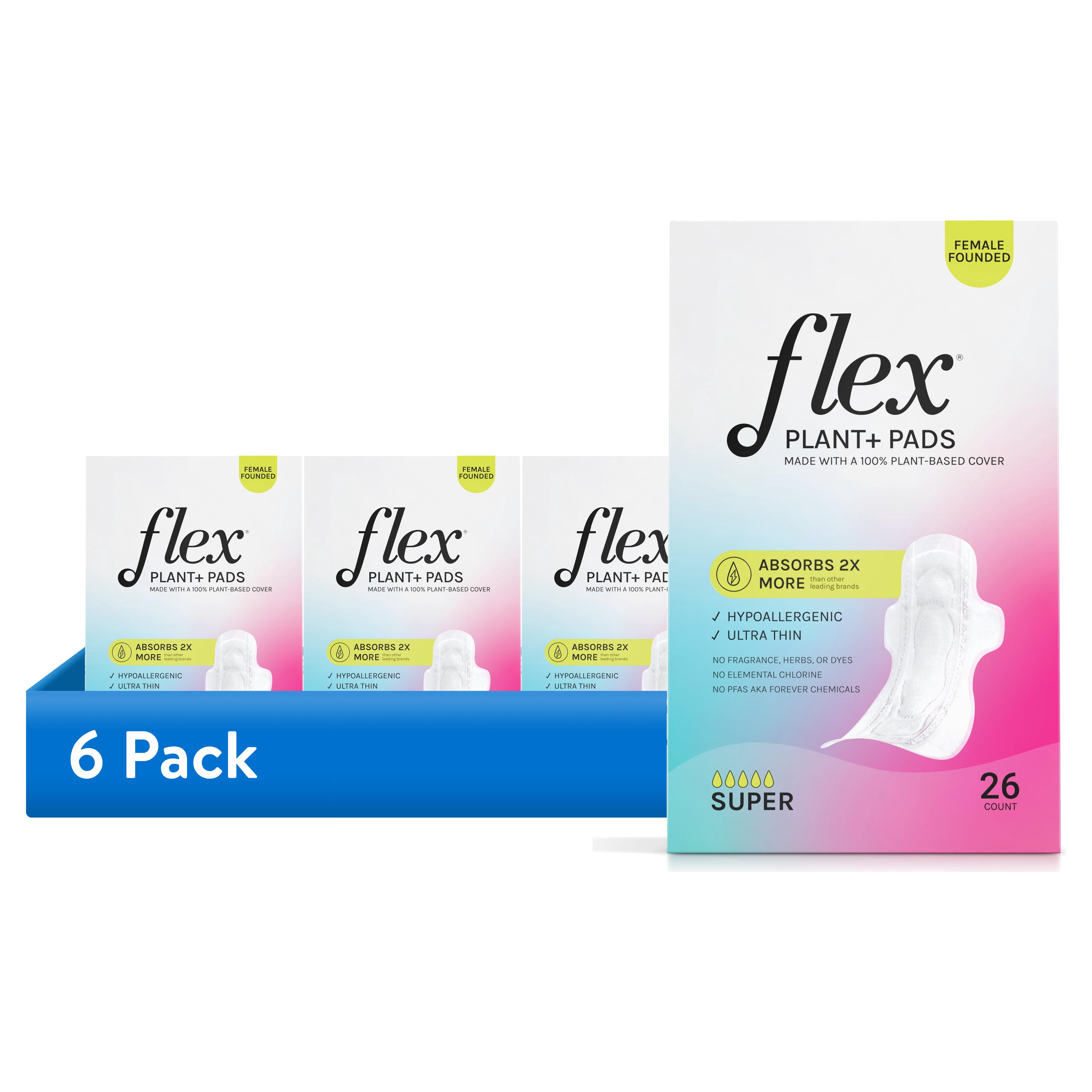 Flex Plant+ Super Absorbency Ultra Thin Pads with Wings (Unscented, 156 Count) bx916