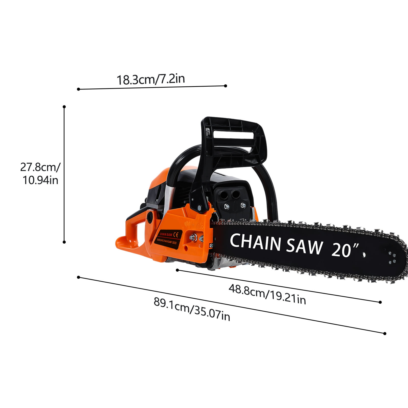 Dapmiu 58cc 2200W Gas Chainsaw (Orange, 20 in) 2h191