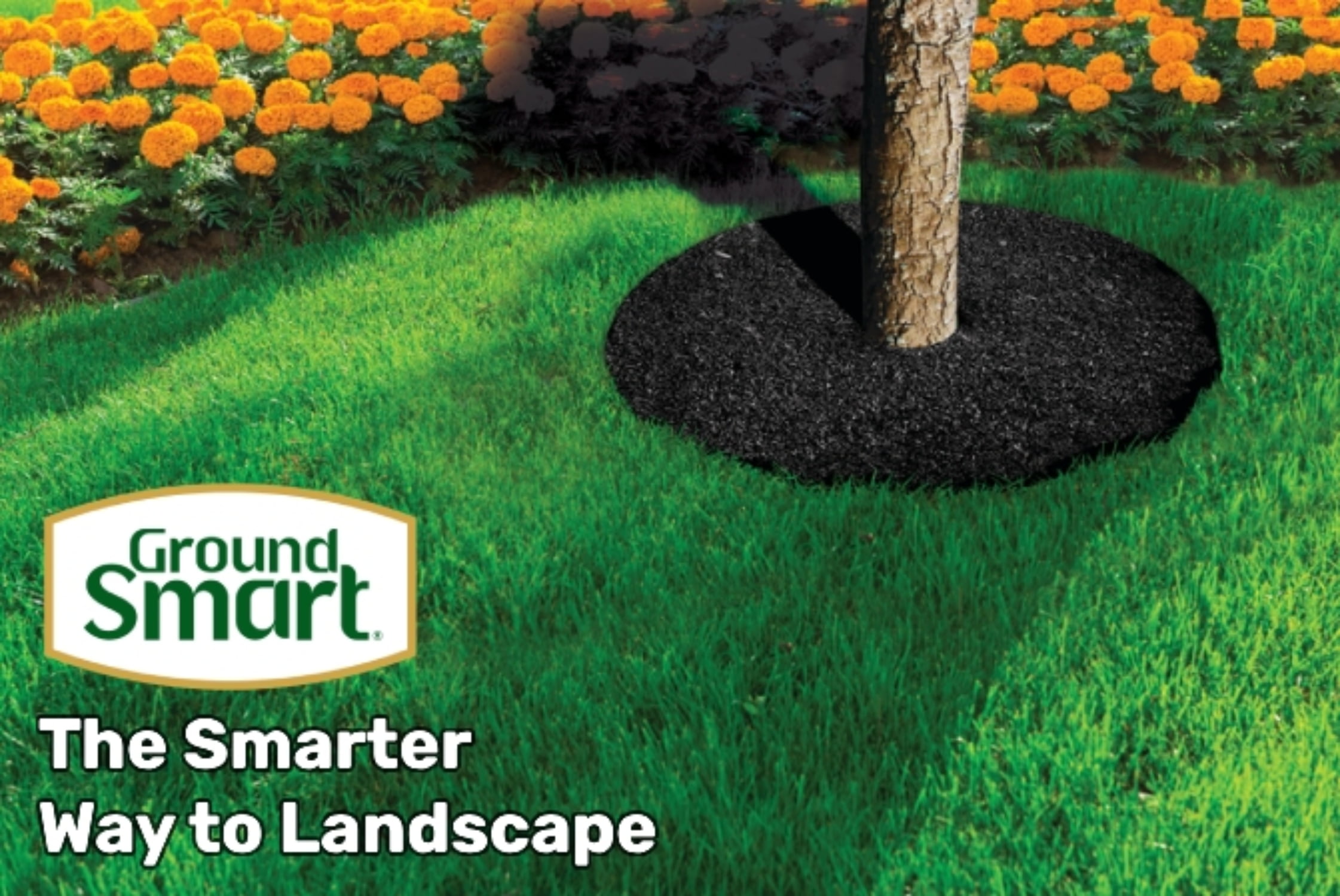 GroundSmart Rubber Mulch Tree Ring, Weed Barrier and Erosion Control (Black, 24 in, 3 Pack) hm03l