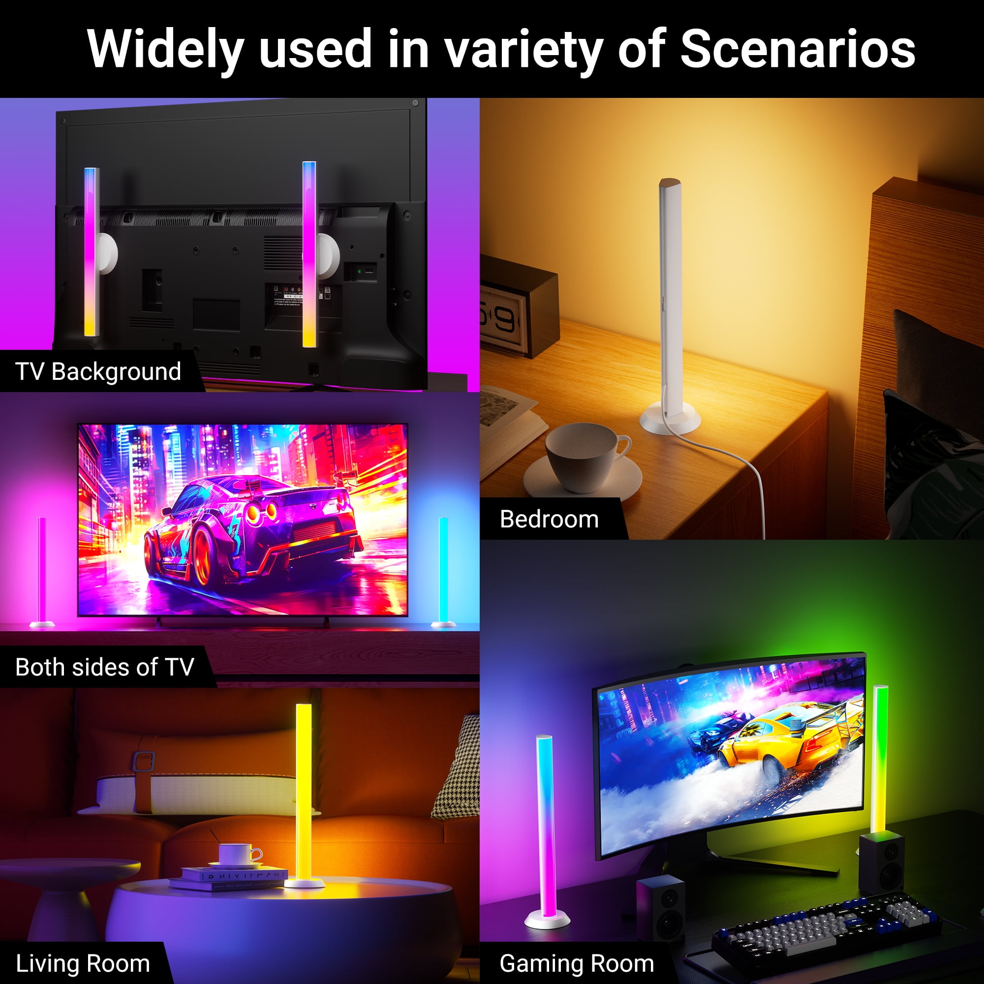 DAYBETTER RGB LED Light Bars, Smart Music Sync TV Backlight with App and Remote Control (Multi-Color, 2 Pack) mfvew