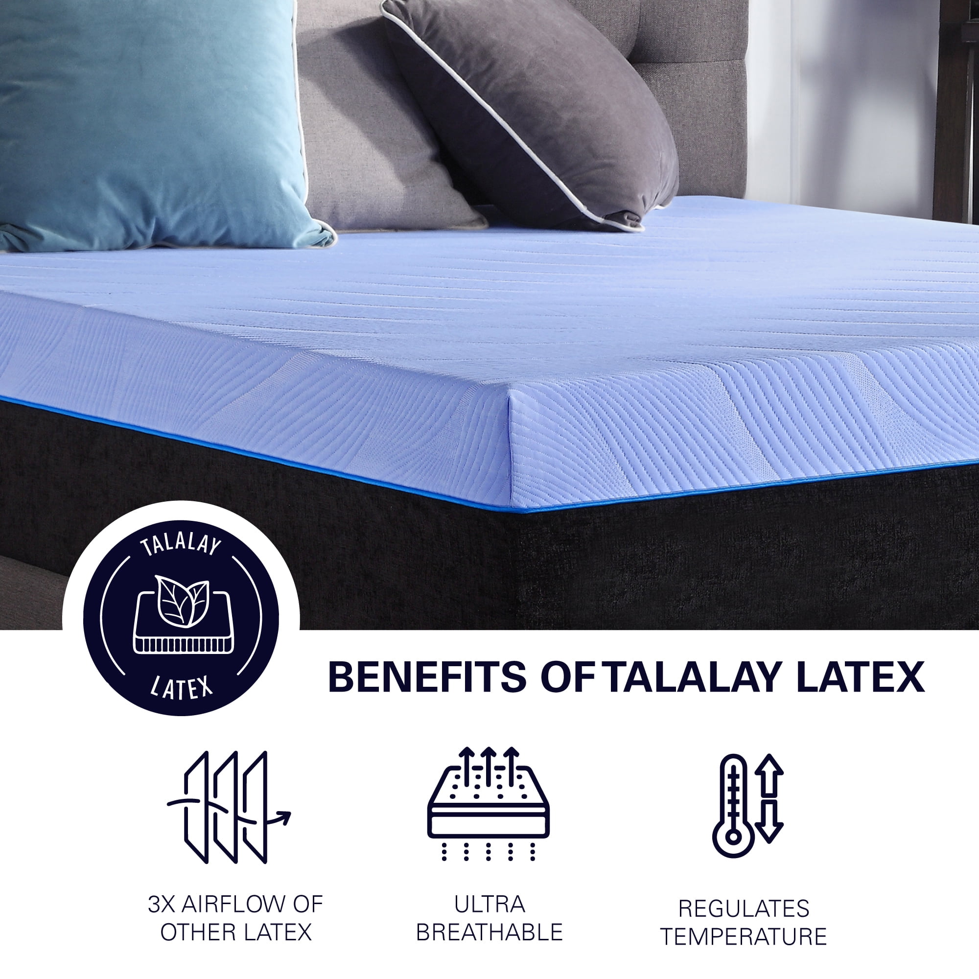 Bridgevine Home 12 inch Refresh Flex Top Hybrid Cooling Latex Foam and Coil Mattress (Blue, Queen Size) 1y0b3