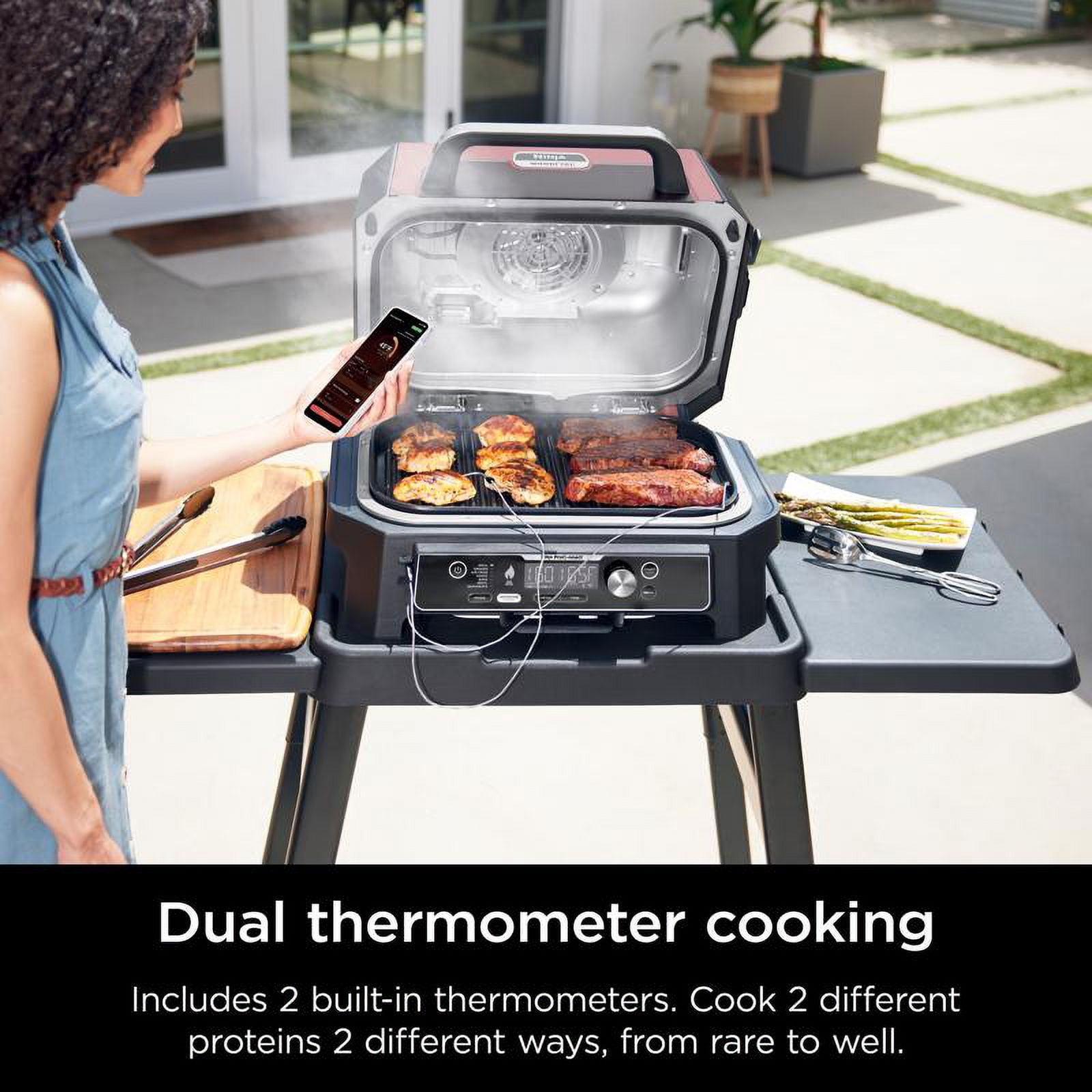 Ninja Woodfire Outdoor Electric Grill and Smoker (Rust, 18 in) 9vxft