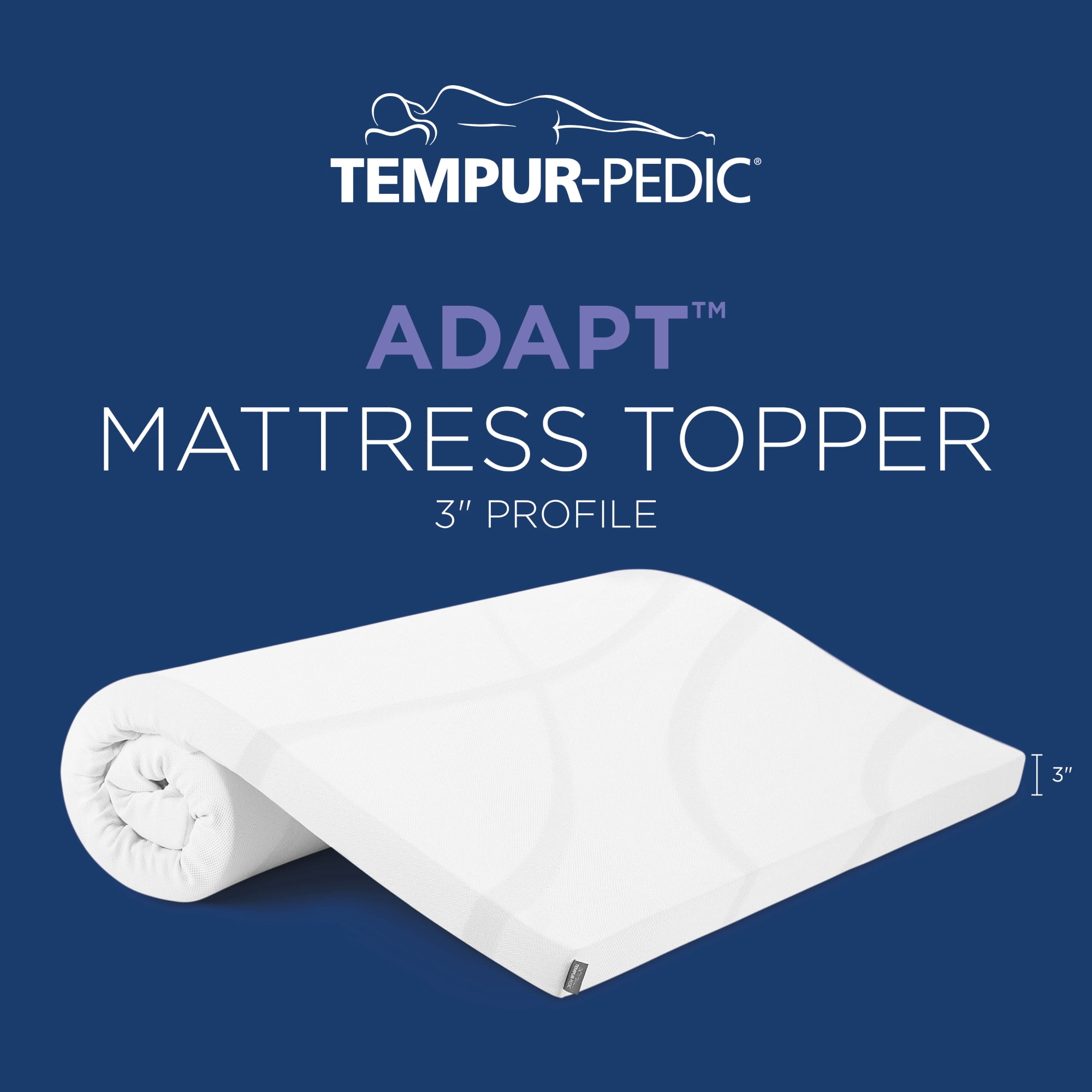 Tempur-Pedic Adapt Mattress Topper, Pressure-Relieving Memory Foam (White, Twin, 3 in) gnsbx