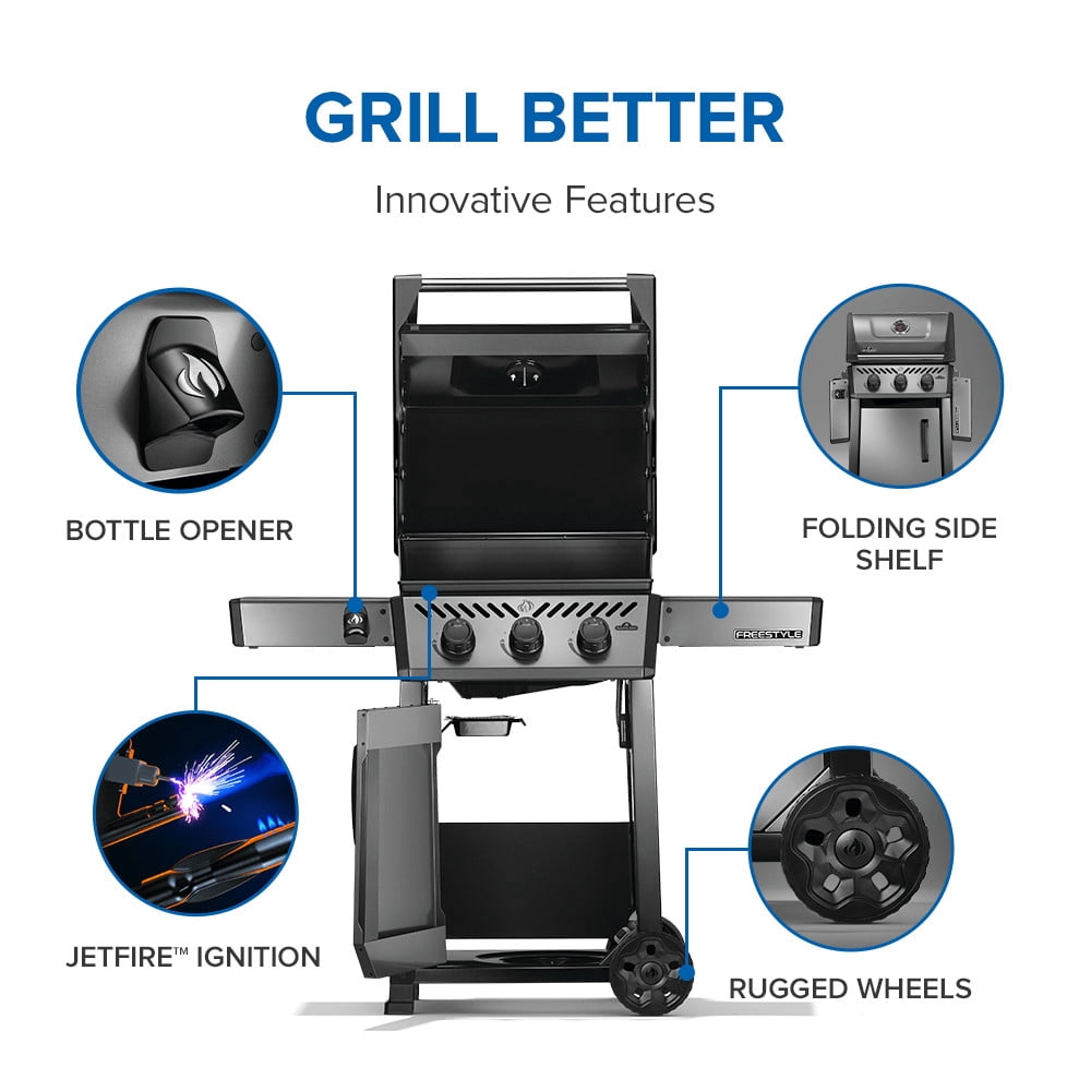 Napoleon Freestyle 365 3-Burner Propane Gas Grill (Graphite Grey, 365 sq in) ju3ni