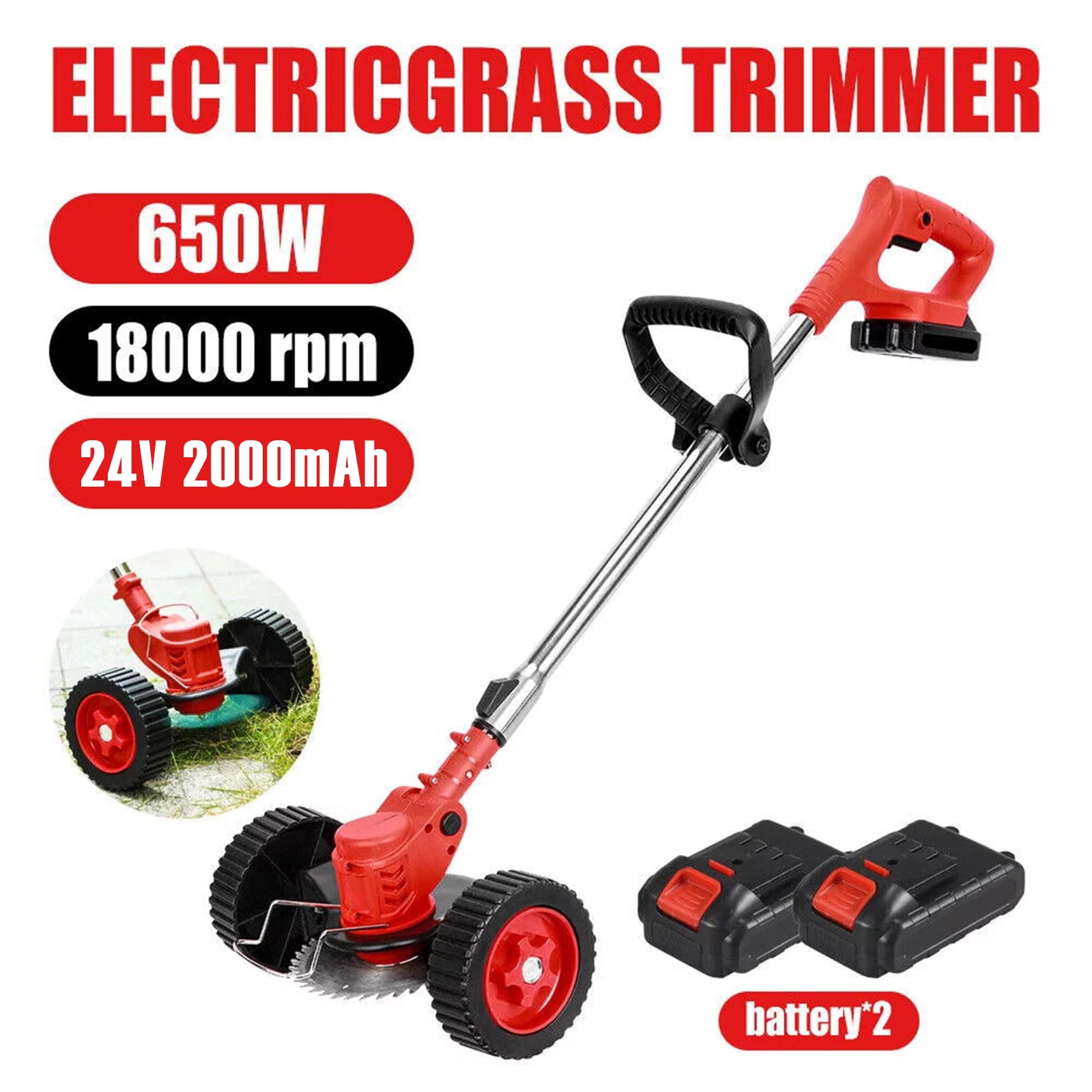 Ele-mall 21V Cordless Grass Trimmer, Electric Weed Eater with Telescopic Pole (Red, 1 Pack) dxocp