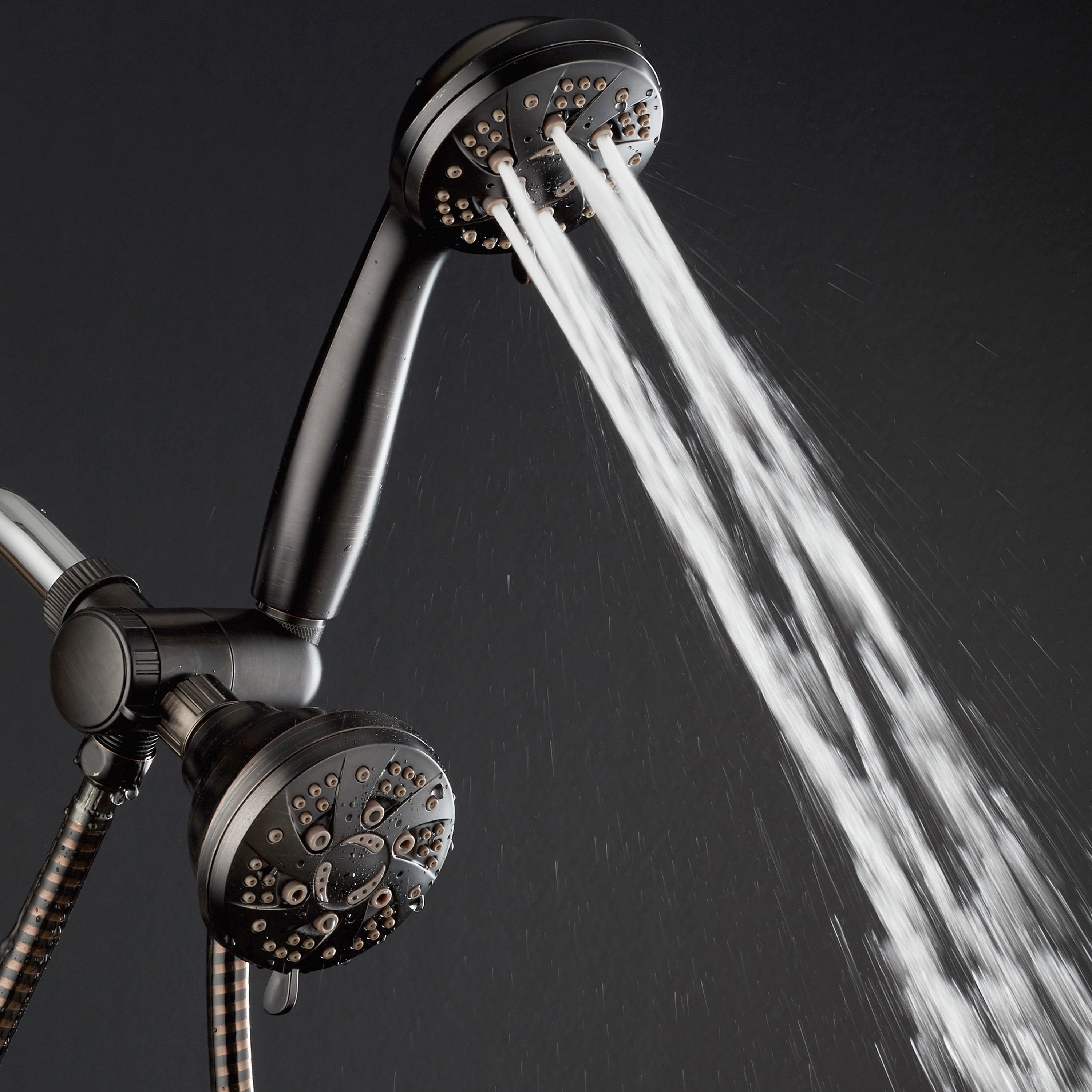 AquaDance High-Pressure 48-Setting Luxury 3-Way Dual Shower Head (Oil Rubbed Bronze) 6wz1y