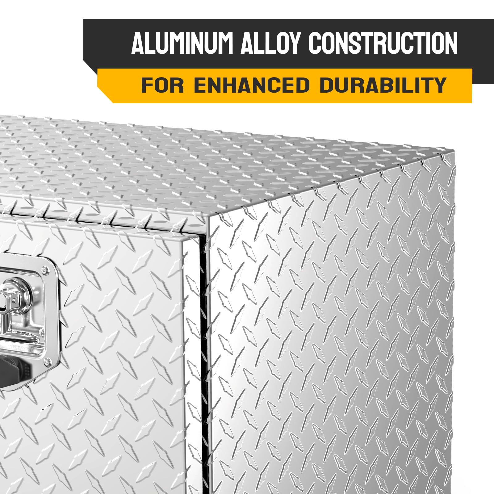TUFFIOM Aluminum Truck Tool Box, Diamond Plate Storage Organizer for Pickup Trailer ATV (Silver, 36 in) 9jq3s