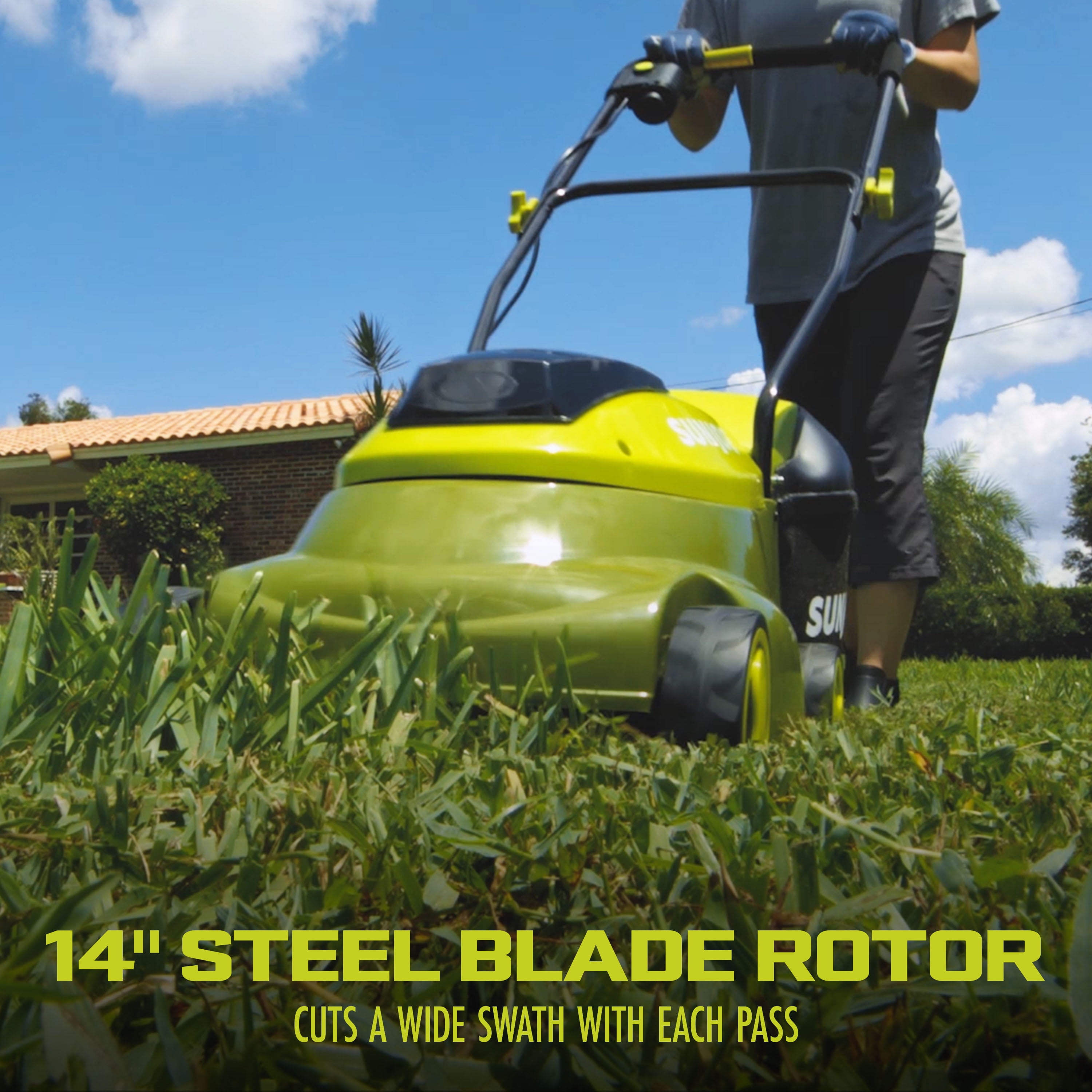 Sun Joe 24V Cordless 14-inch Brushless Push Lawn Mower (Green, 23.1 lb) d7rof