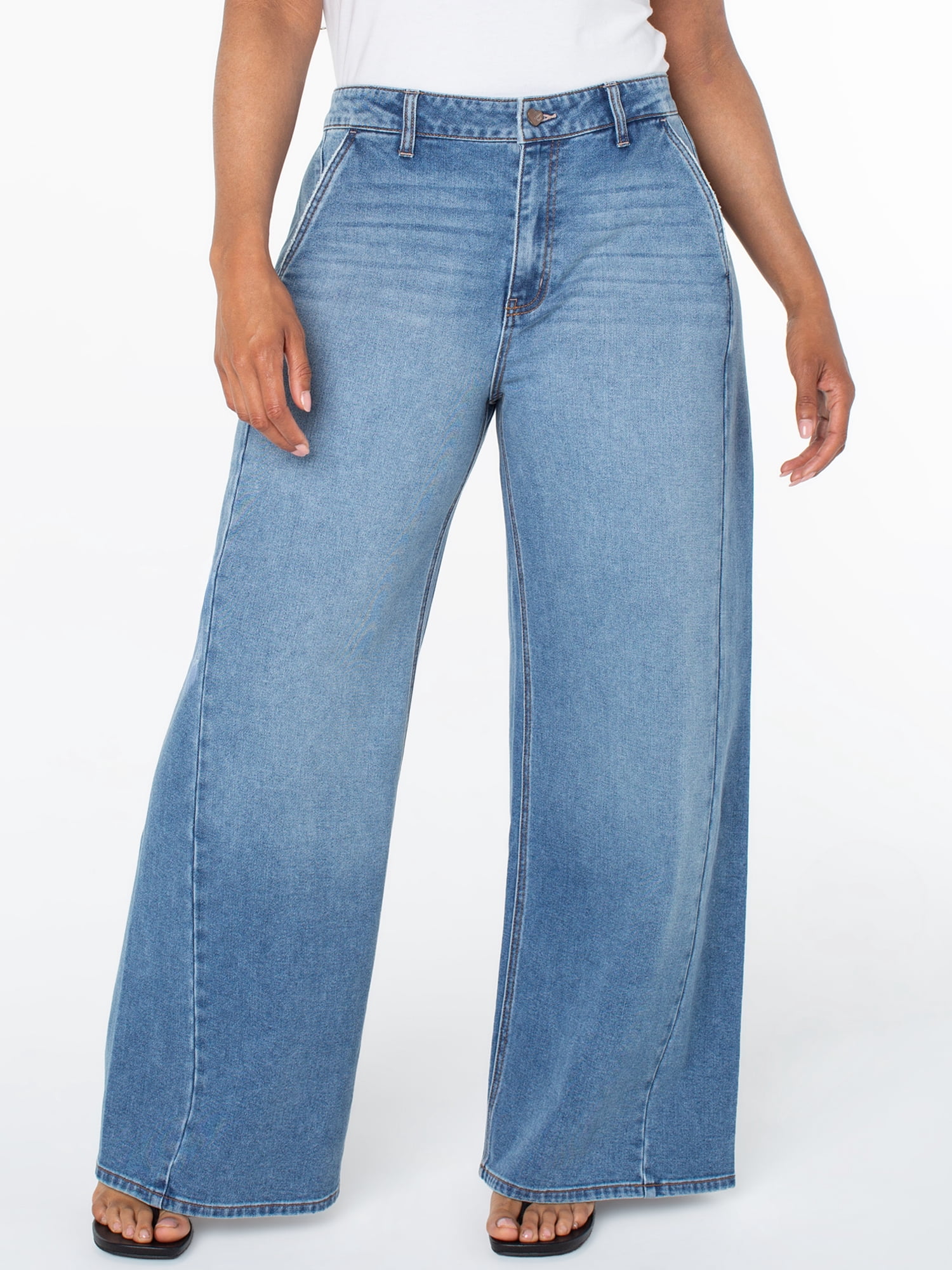 Celebrity Pink Women's Wide Leg Stretch Denim Jeans (Pink, 1-24) 2pcfw