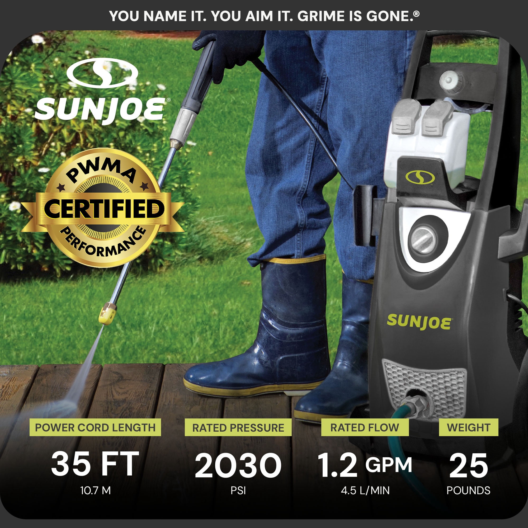 Sun Joe Electric Pressure Washer (2030 PSI, 1.2 GPM) with Dual Detergent Tanks and 5 Quick-Connect Nozzles q7shf