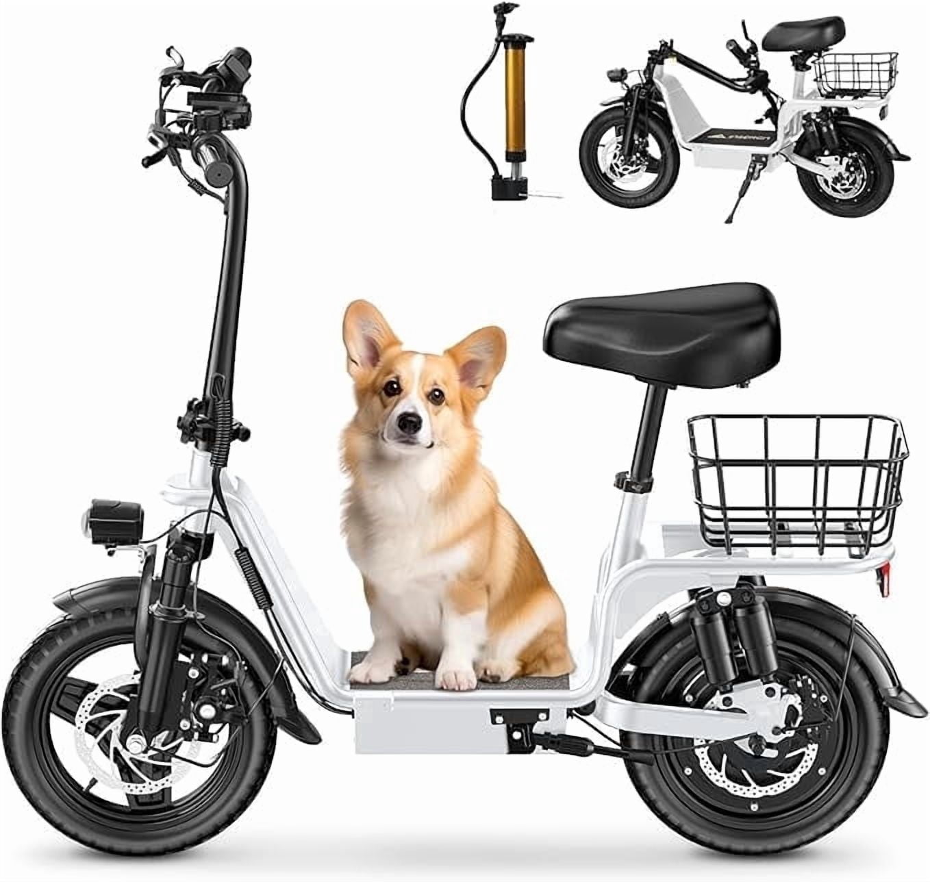 INSDRGN Electric Scooter for Adults with Seat, 900W Motor, 20MPH Speed, 28 Miles Range (White, 330 lb Capacity) h6bdw