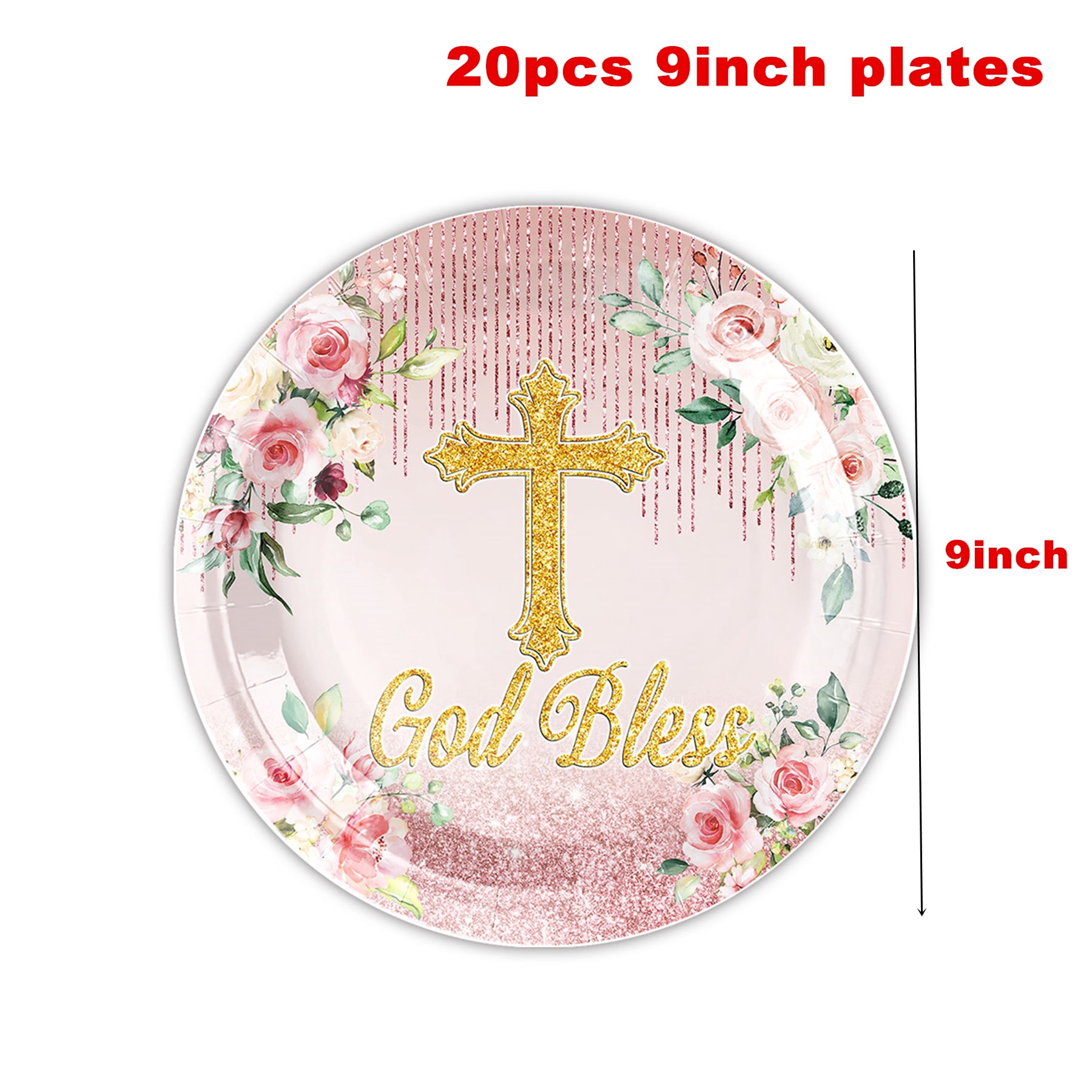 Generic God Bless Party Tableware Set, Baptism First Holy Communion Decorations (Pink, 161 Pcs) u7dx4