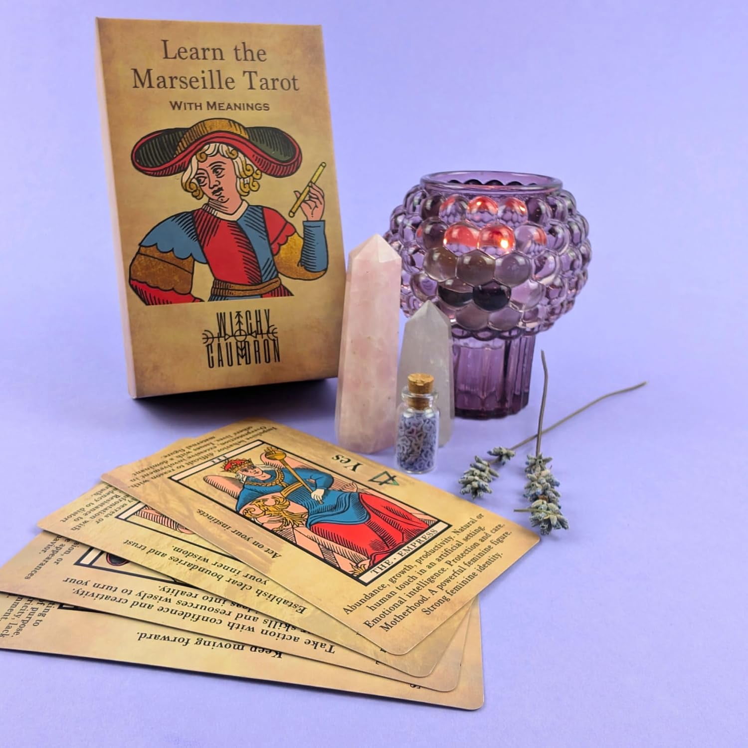 Witchy Cauldron Marseille Tarot Deck for Beginners (Illustrated Cards, 78-Card Set) wgwbw