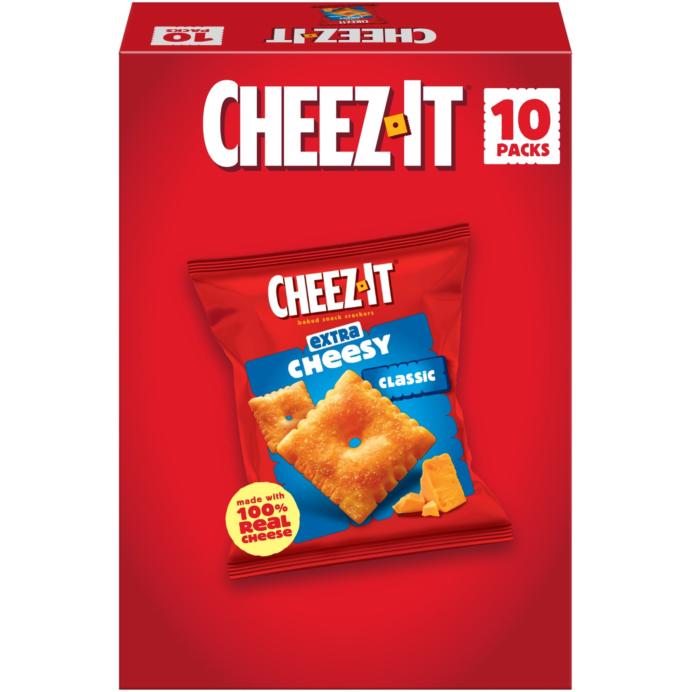 Cheez-It Extra Cheesy Baked Snack Crackers, Real Cheese Flavor, Crispy Lunch Snacks (10 oz, 10 Count) mtdu5