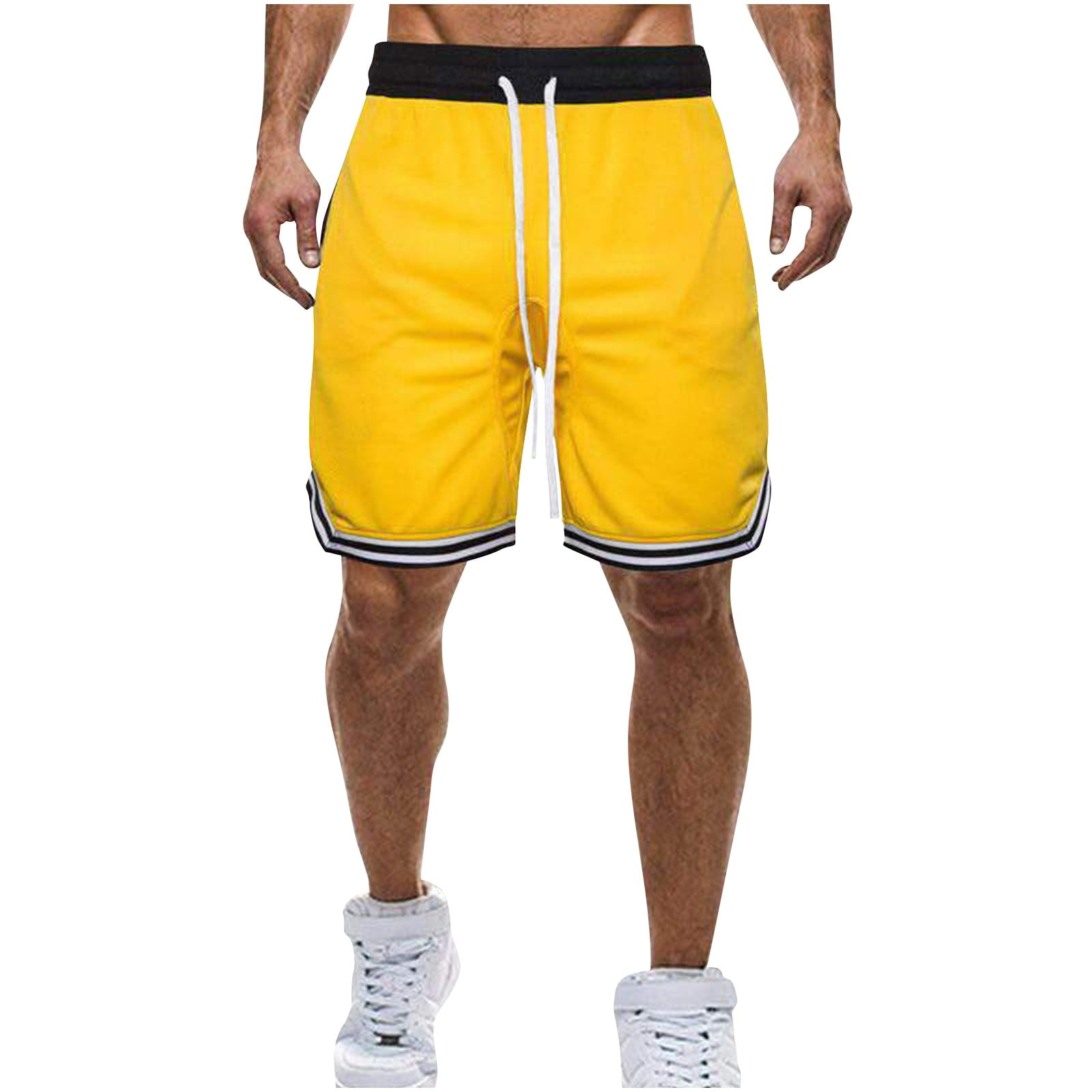 BLCHUNen Mens Basketball Shorts Lightweight Athletic Gym Running Shorts with Pockets (Black, 2XL) 086i4