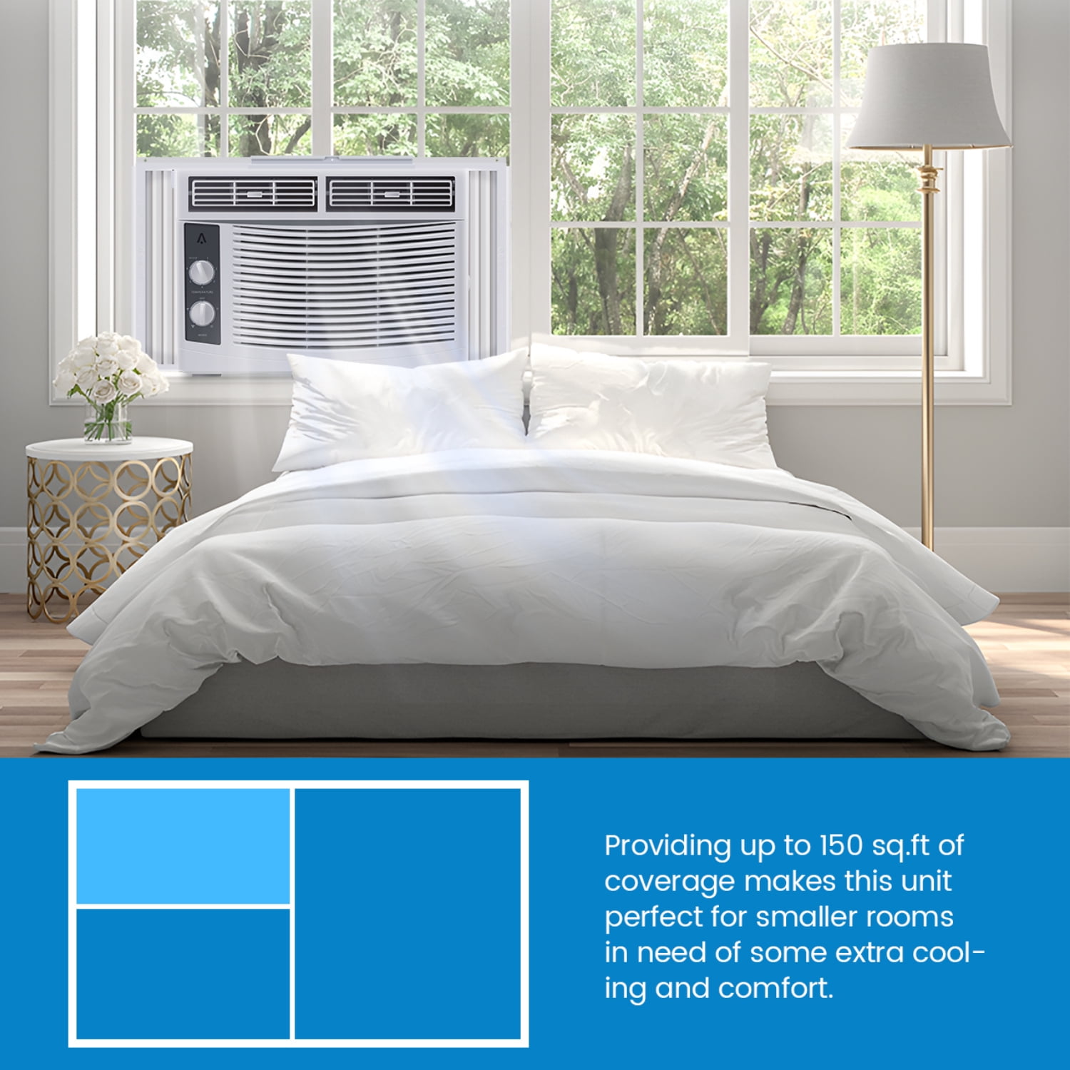 Missky 5000 BTU Window Air Conditioner, Compact Cooling Unit for Rooms up to 150 Sq.ft (White, 5000 BTU) a57w5