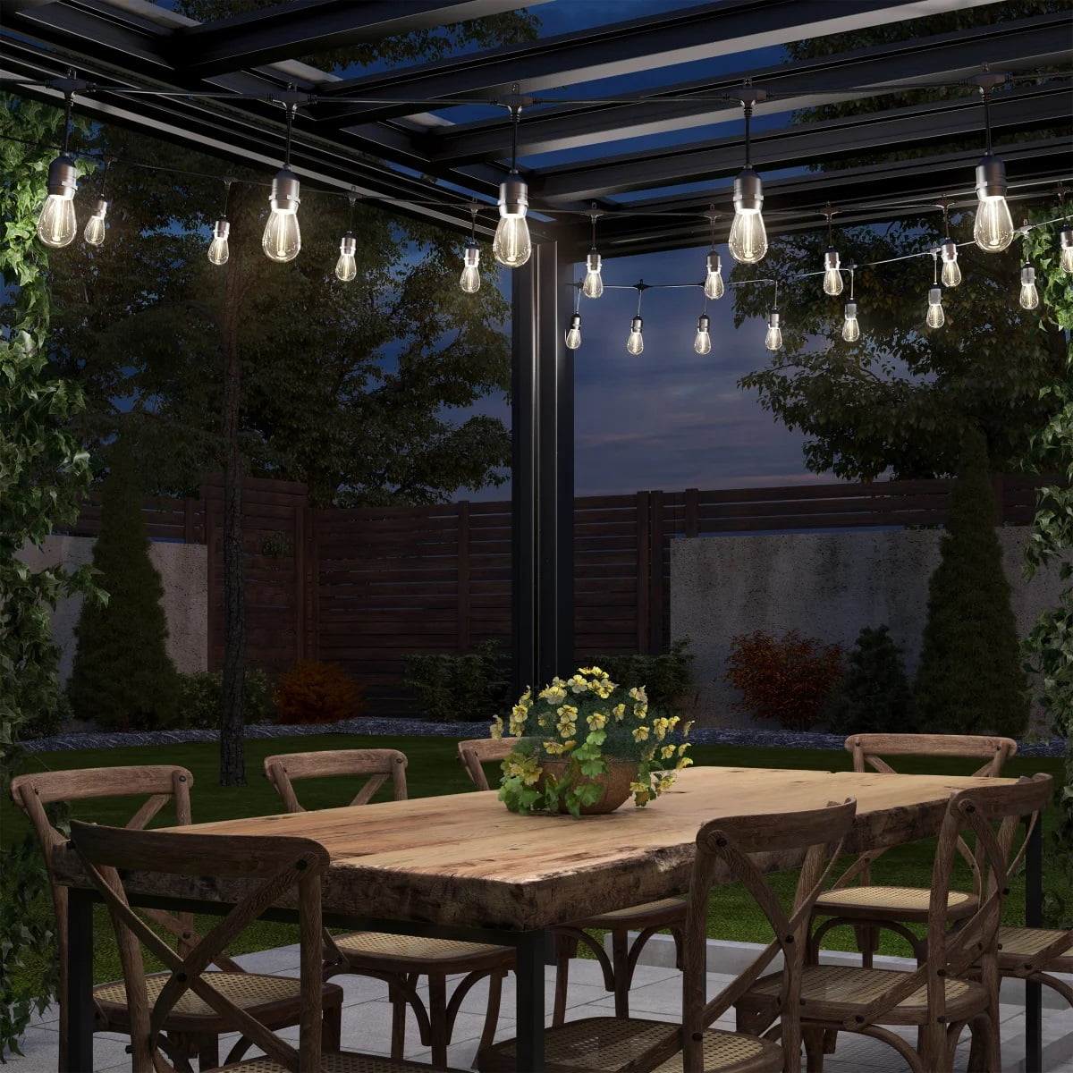 Artika Blaze LED Outdoor Solar String Lights with 20 Replaceable Bulbs (Matte Black, 40 ft) spr0j