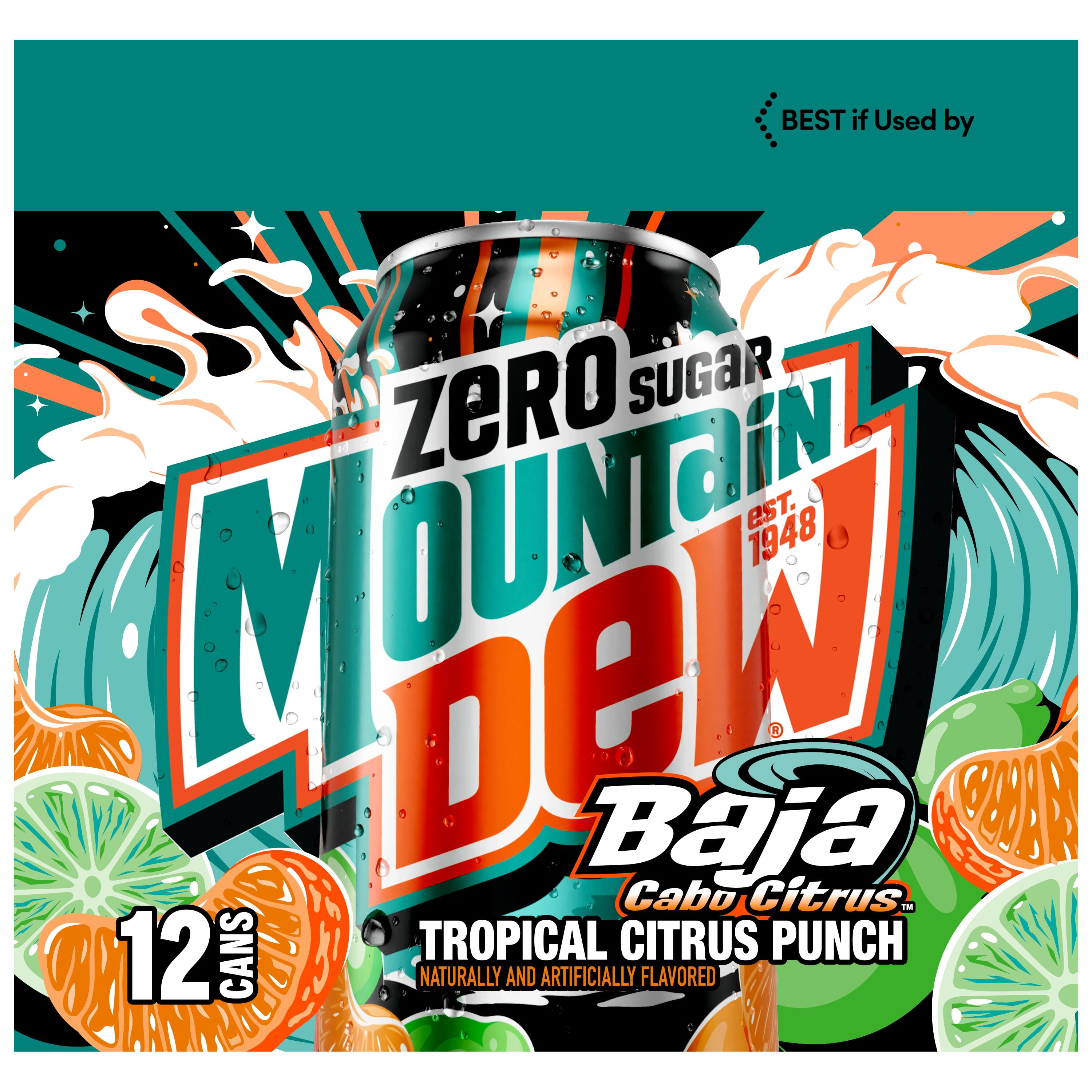 Mountain Dew Zero Sugar Baja Blast Cabo Citrus Soda (Tropical Lime, 12 fl oz, 12 Pack) khoy3