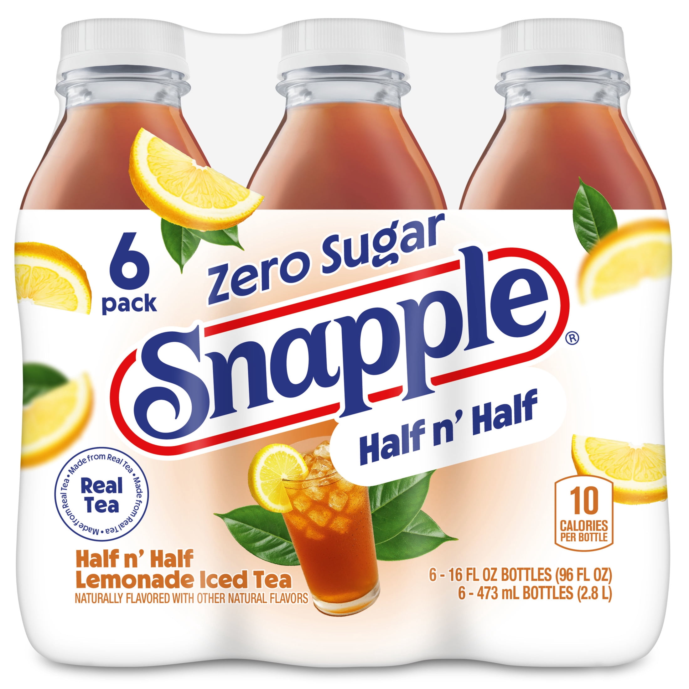 Snapple Zero Sugar Half 'n Half Lemonade Iced Tea (16 fl oz, 6 Pack) 4fyk2