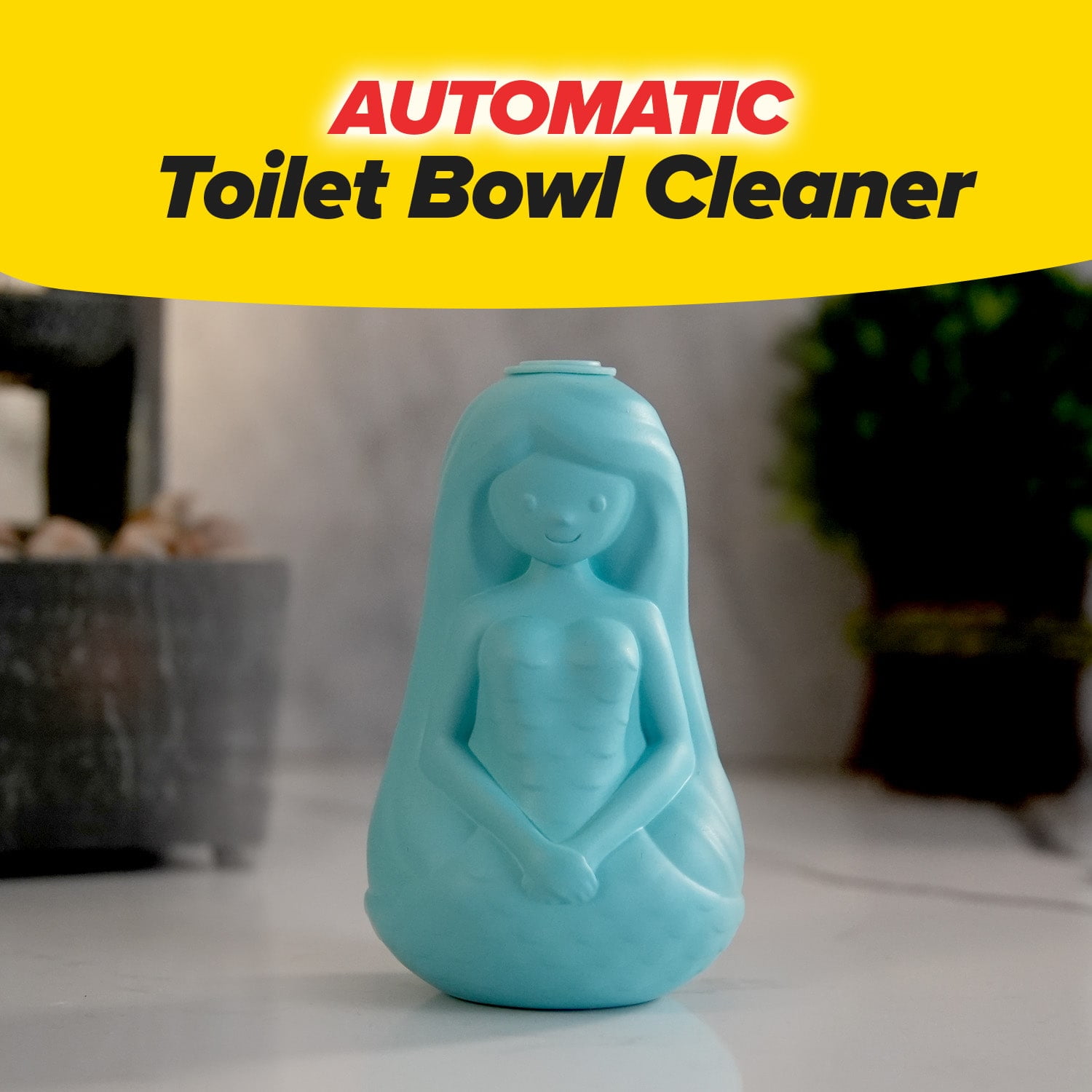 BulbHead Mer-Maid Automatic Toilet Bowl Cleaner, Long-Lasting Stain Remover & Deodorizer (Blue, 1 Pack) huc26