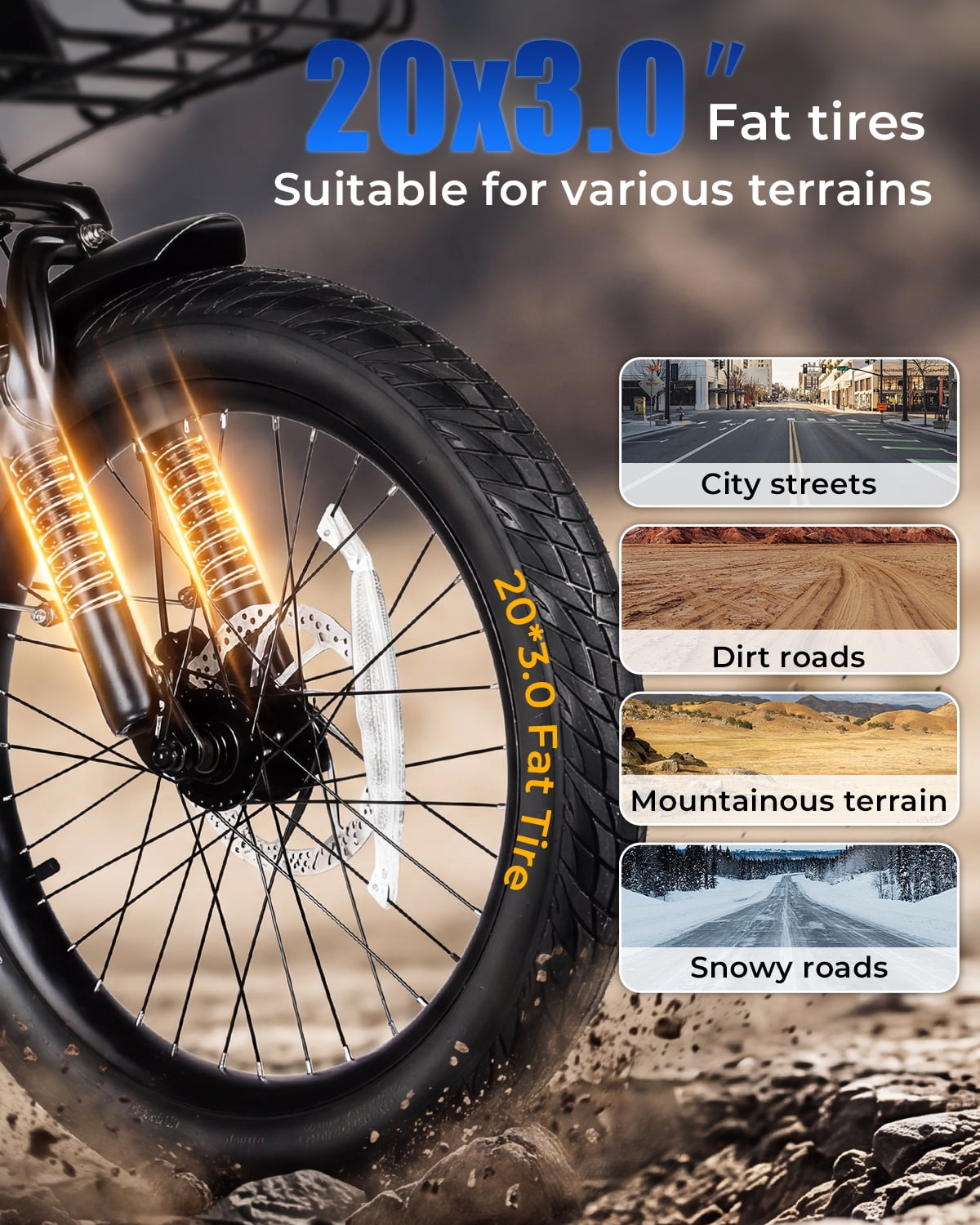 SAMEBIKE Electric Bike for Adults 20 in Fat Tire Folding Ebike with 1200W Motor and 48V 13Ah Battery (Black) xdw8n