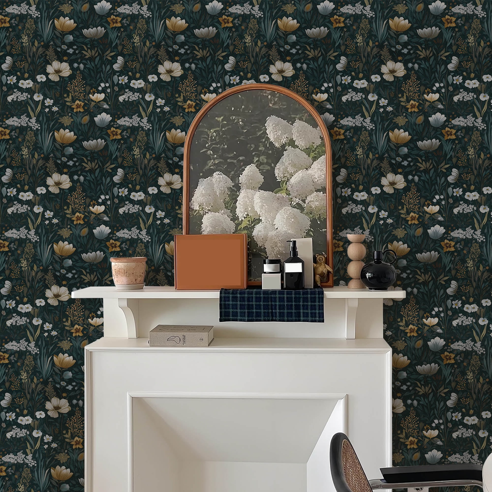 Abyssaly Floral Peel and Stick Wallpaper, Vintage Vinyl Contact Paper for Home Decor (Floral, 17.3 in x 393.7 in) 6099a