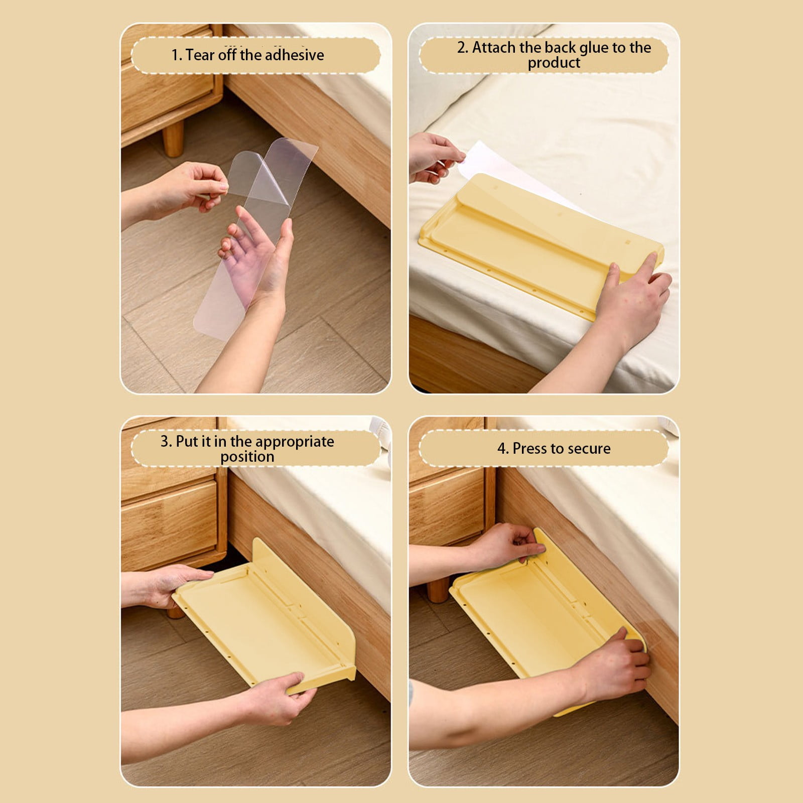 HWUXMO Wall Storage Shelf, No-Drill Bathroom Organizer, Space-Saving Kitchen Rack (Yellow, 11.9 in x 8.5 in) 795xc