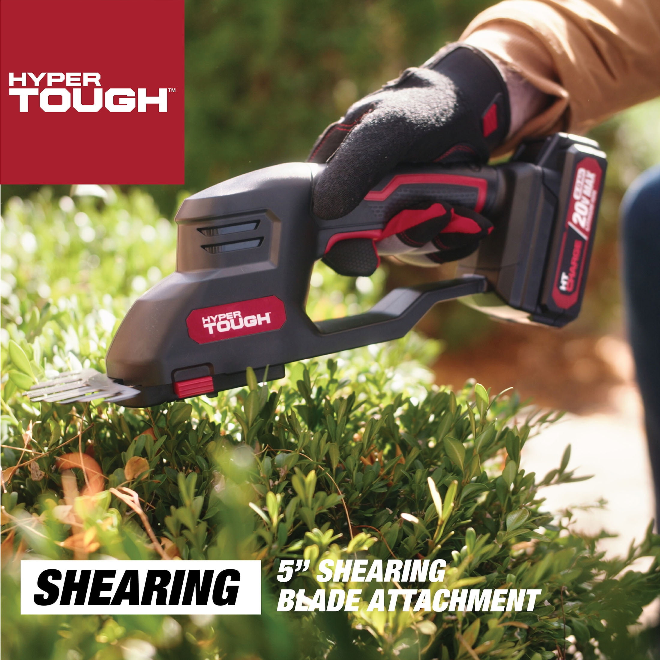 Hyper Tough 20V Cordless 2-in-1 Grass Shear and Shrubbery Trimmer (5 in and 9 in Blade Set) 47khx - Image 7