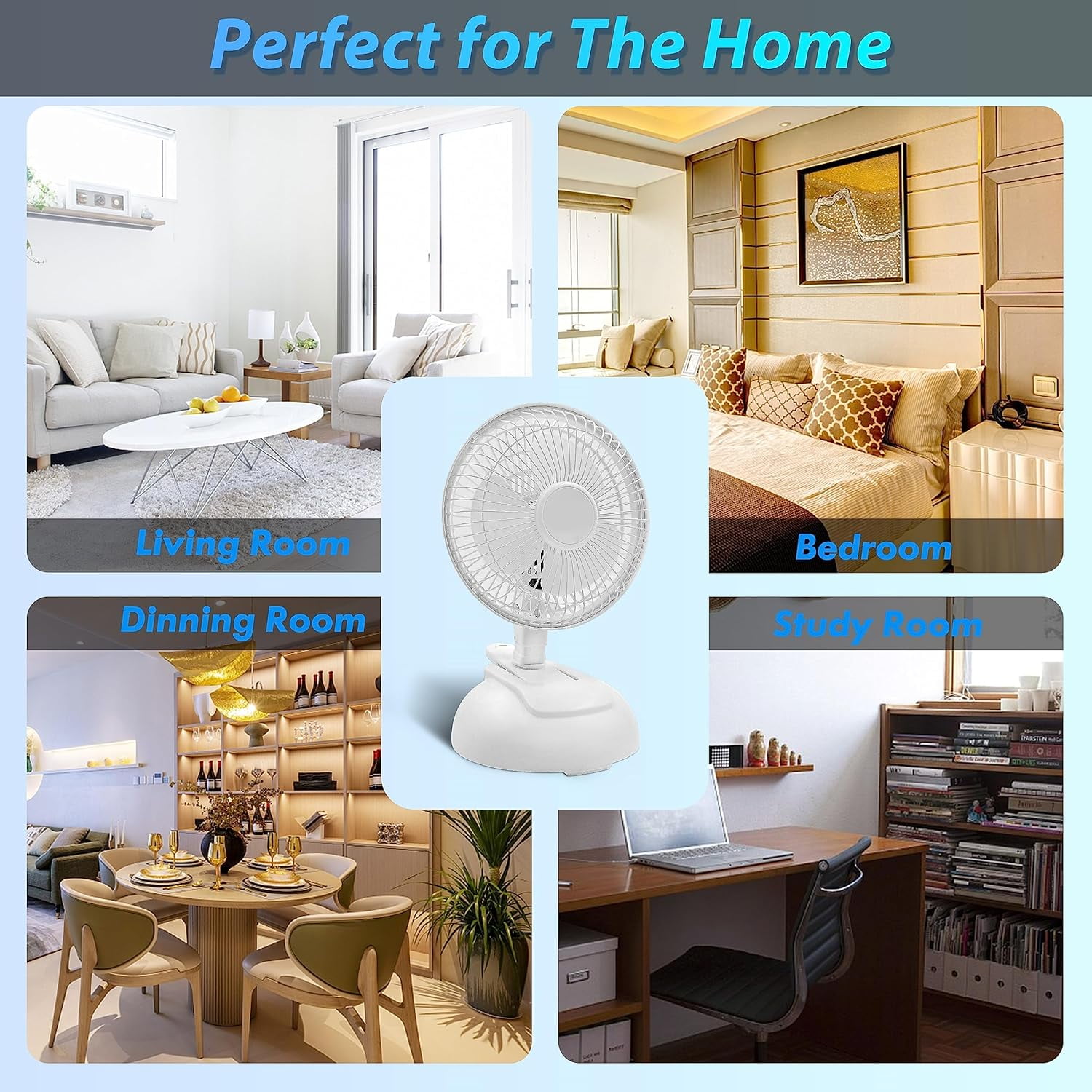 EZ-Chill 6 in Personal Clip or Desk Fan with Adjustable Tilt and 2-Speed Settings (White, 6 in) 4ae9m