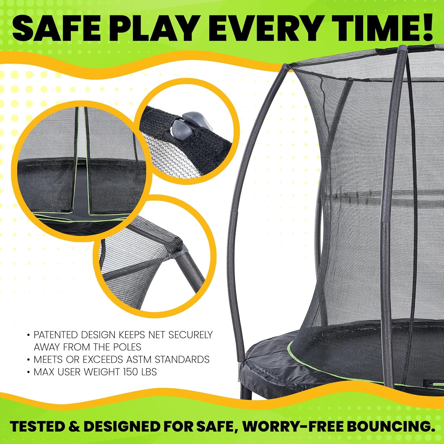 JumpKing 7ft Round Trampoline with Safety Enclosure and Access Ramp (7 ft) 5qx16