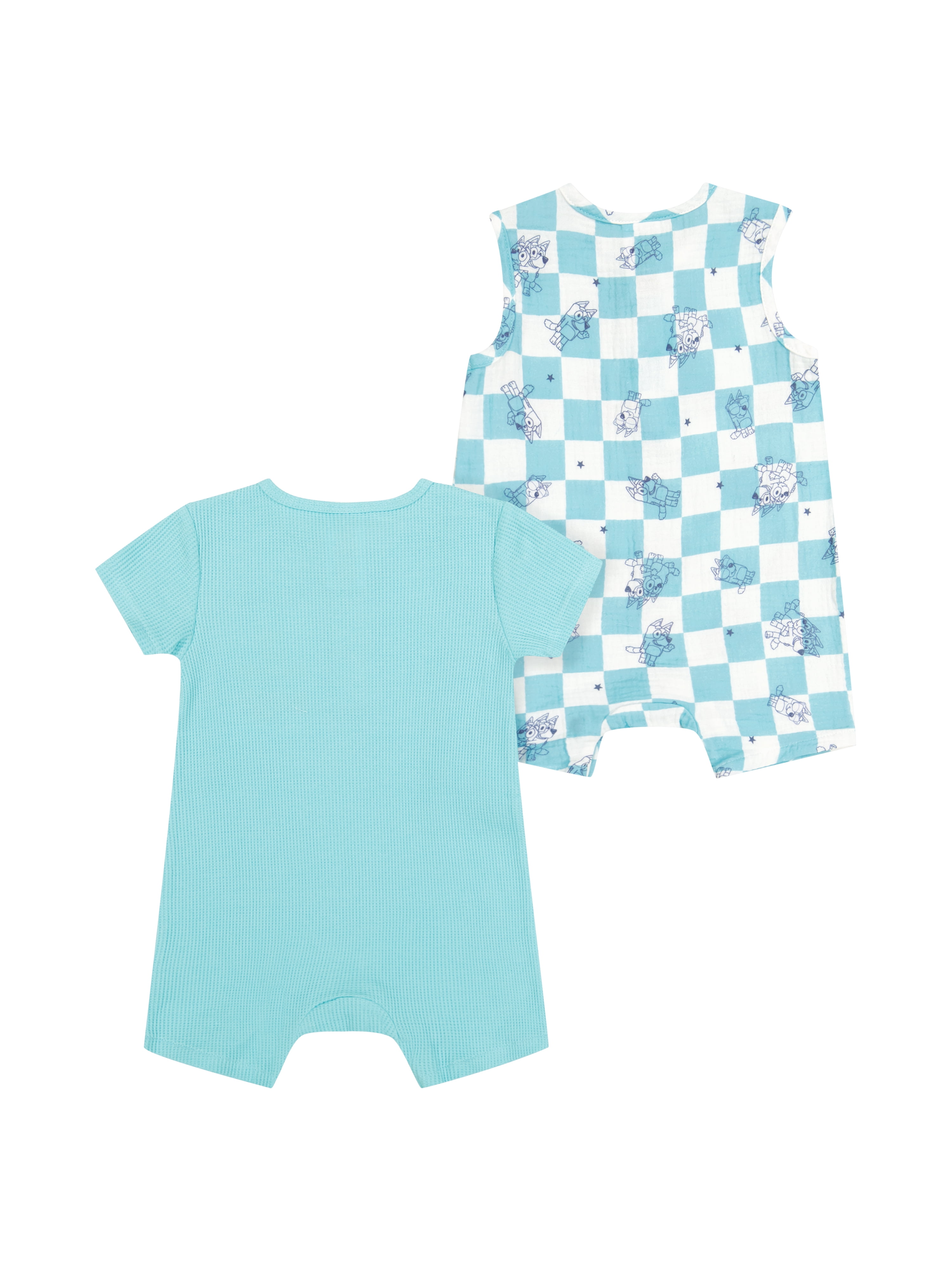 Bluey Baby Boy 2 Pack Rompers (Blue, 0-24 Months) aon5h