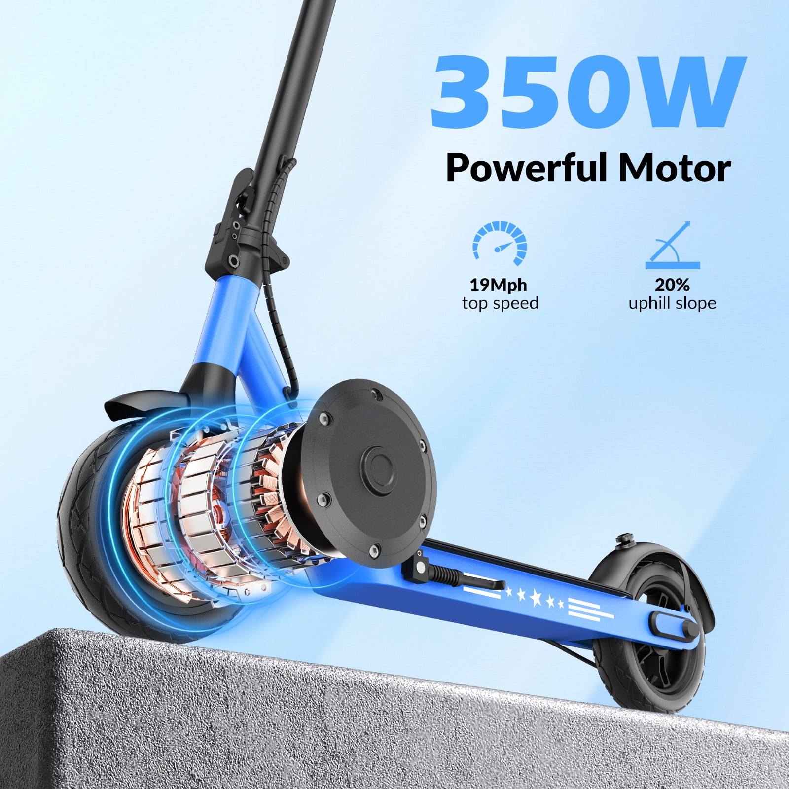 COCOMILA Electric Scooter for Adults, 350W Motor, 19MPH Foldable Commuter E-Scooter (Blue, 10 in Tires) lpa14