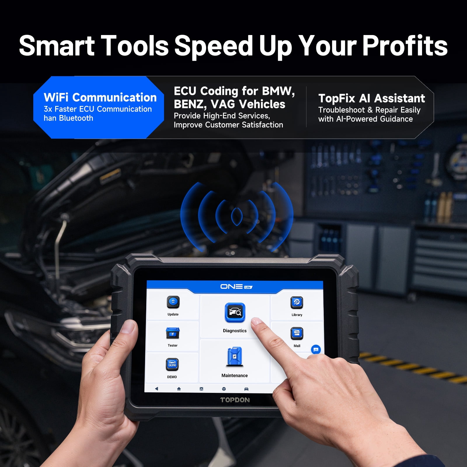 TOPDON OBD2 Scanner ONE Lite Diagnostic Tool with J2534 Pass-Thru and ECU Coding (Grey, 10.1 in) tmdw6