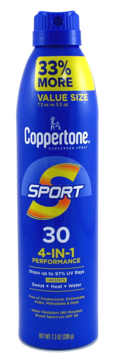 Coppertone Sport SPF 30 Sunscreen Spray, Broad Spectrum Protection, Water-Resistant (7.3 oz, 3-Pack) djmld