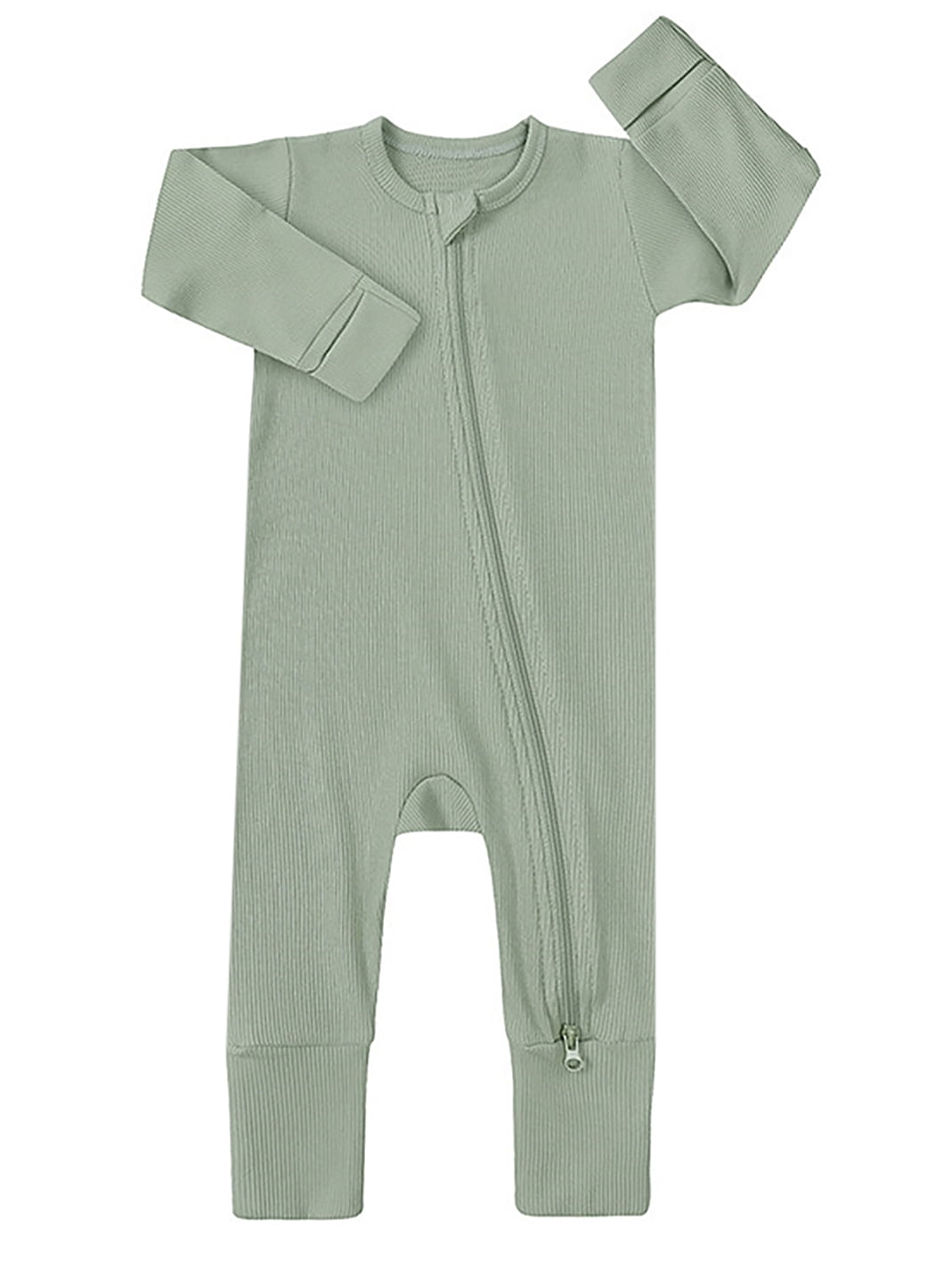 ATAIKU Newborn Baby Bamboo Pajamas Long Sleeve Zipper Sleepwear (Green, 0-24 Months) j5tiu