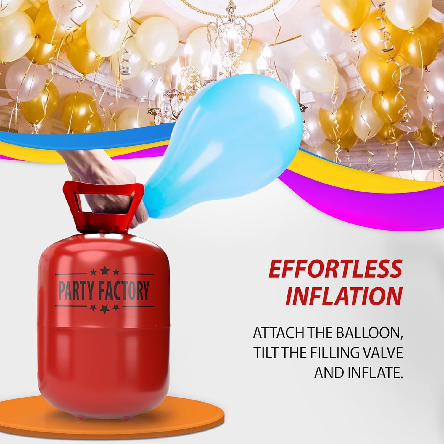Party Factory Disposable Helium Tank for 50 Latex Balloons (14.1 cu. ft.) 9cpme