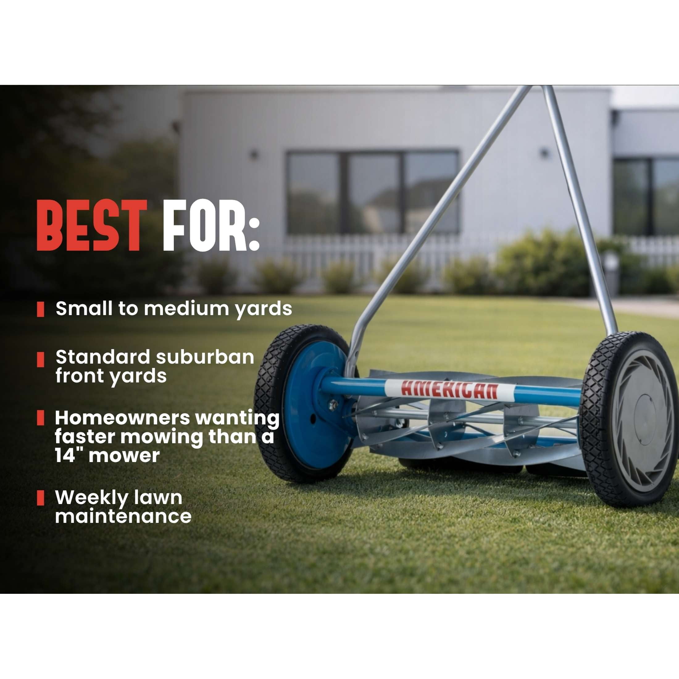 American Lawn Mower 16-Inch 7-Blade Reel Push Lawn Mower with T-Handle and Sharpener (Blue, 16 in) o5j5u