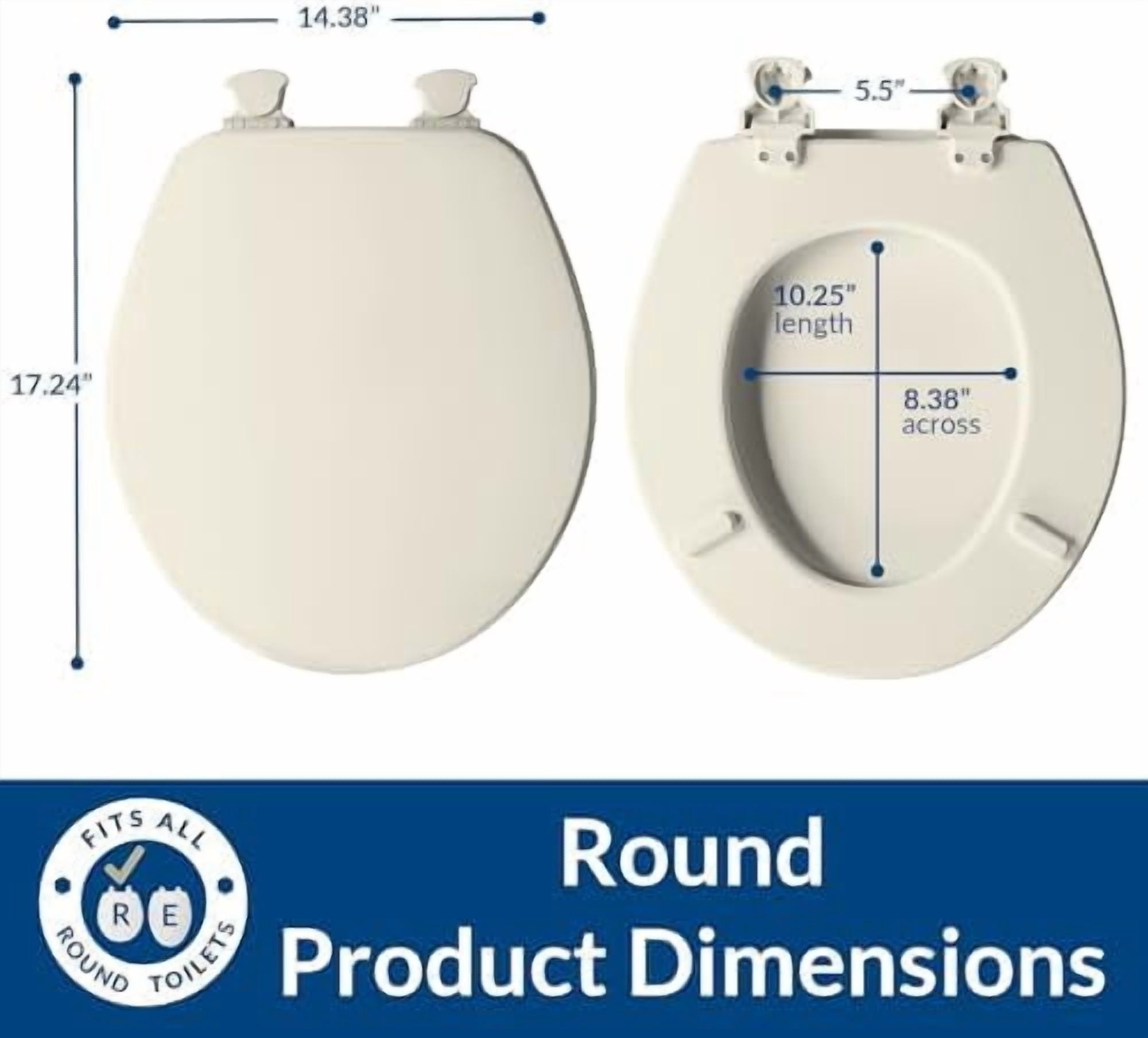Keshun Church Toilet Seat, Durable Enameled Wood Round Seat with Easy Clean Hinges (Biscuit, 2 Pack) iugv1