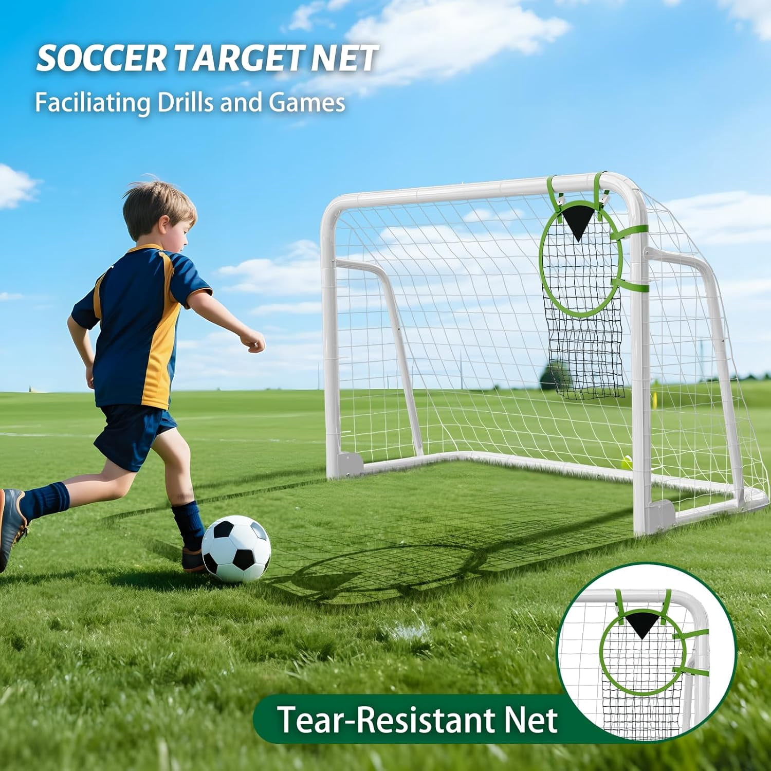 Slsy Foldable Soccer Goal for Backyard Training (Silver, 12x6 ft) p0sm4