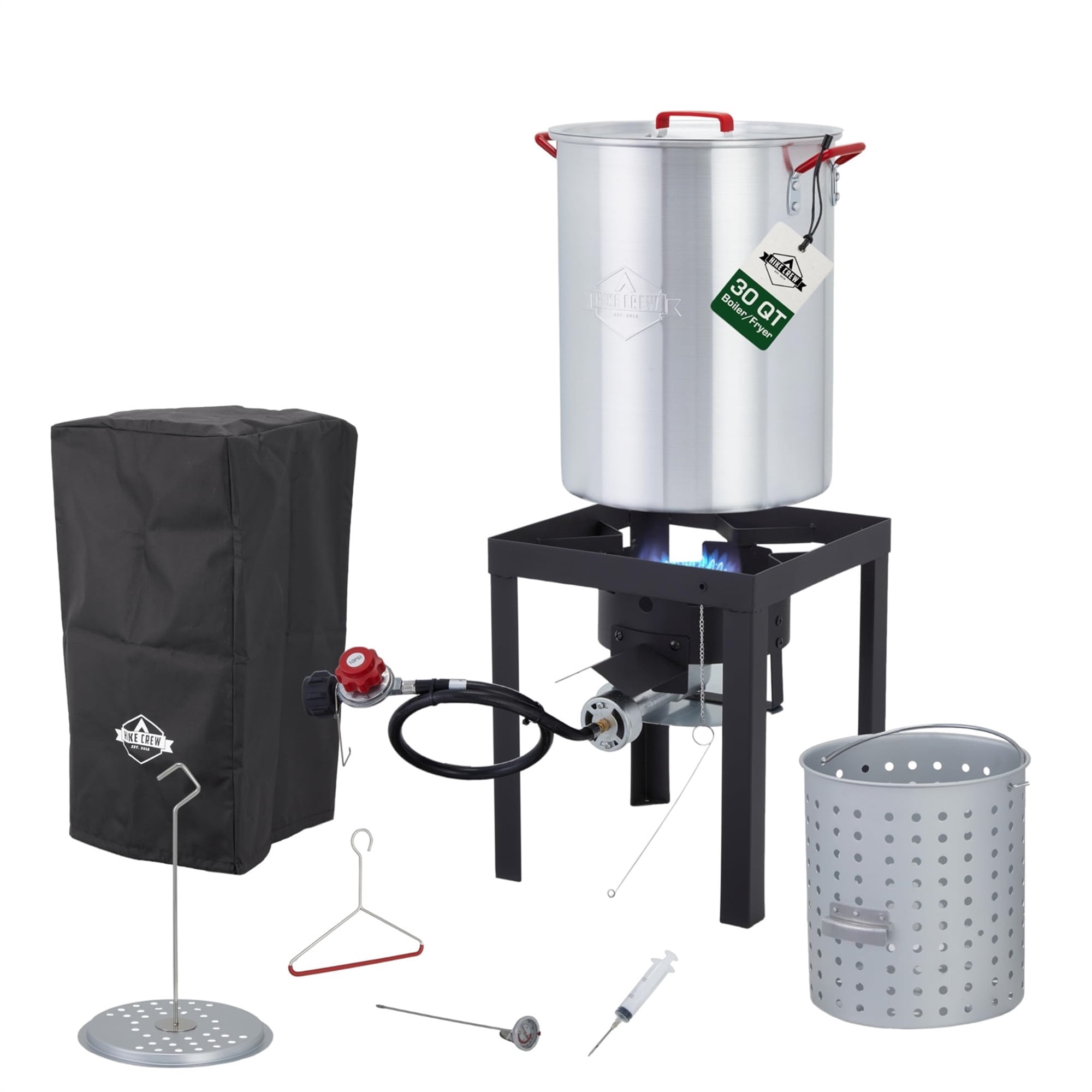 Hike Crew 10-Piece Outdoor Turkey Fryer Kit with 30 qt Boiling Pot and 10 qt Fryer Pot wv55i