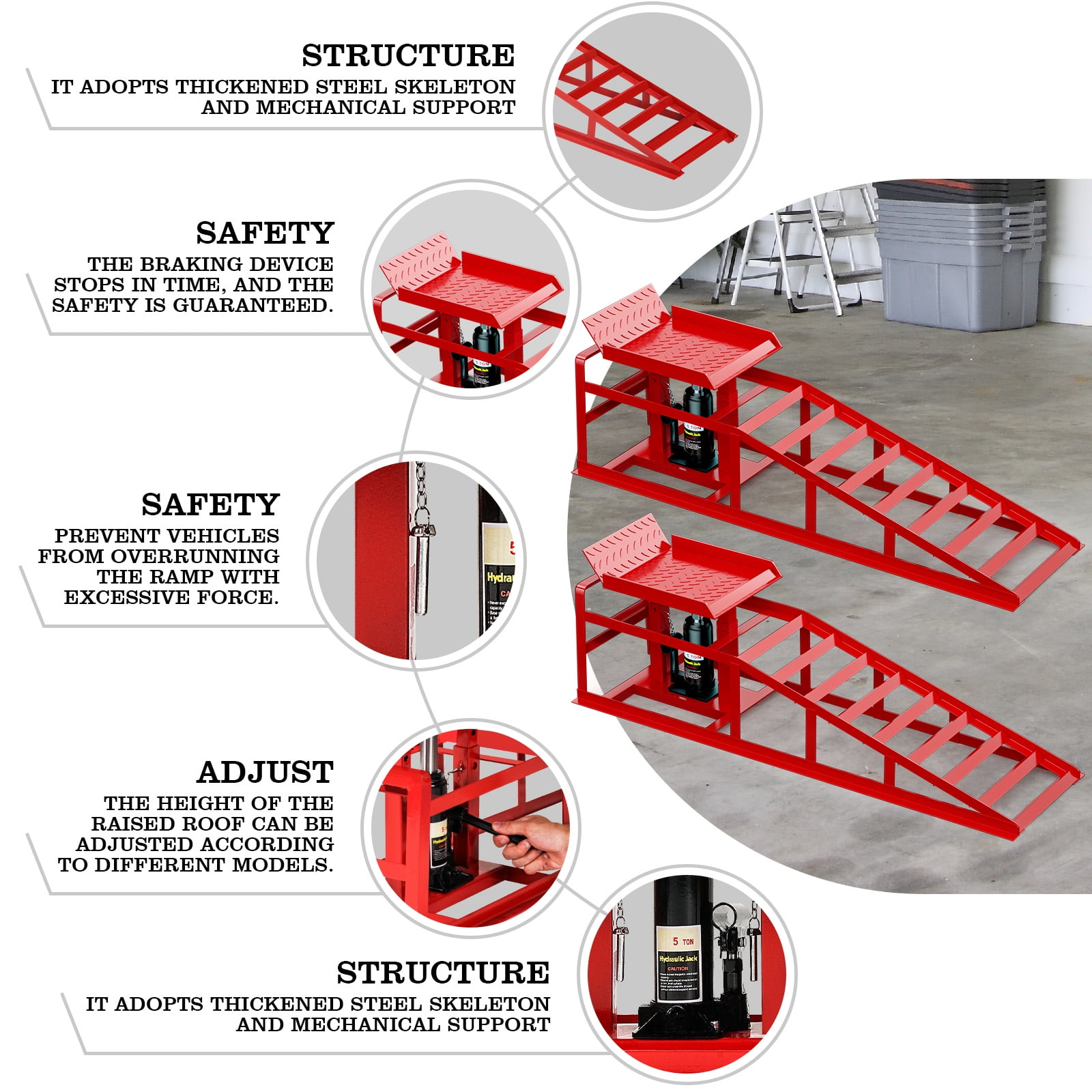 Lafati Hydraulic Car Ramps Heavy-Duty Vehicle Lift Set (Red, 10000 lb) ughmu
