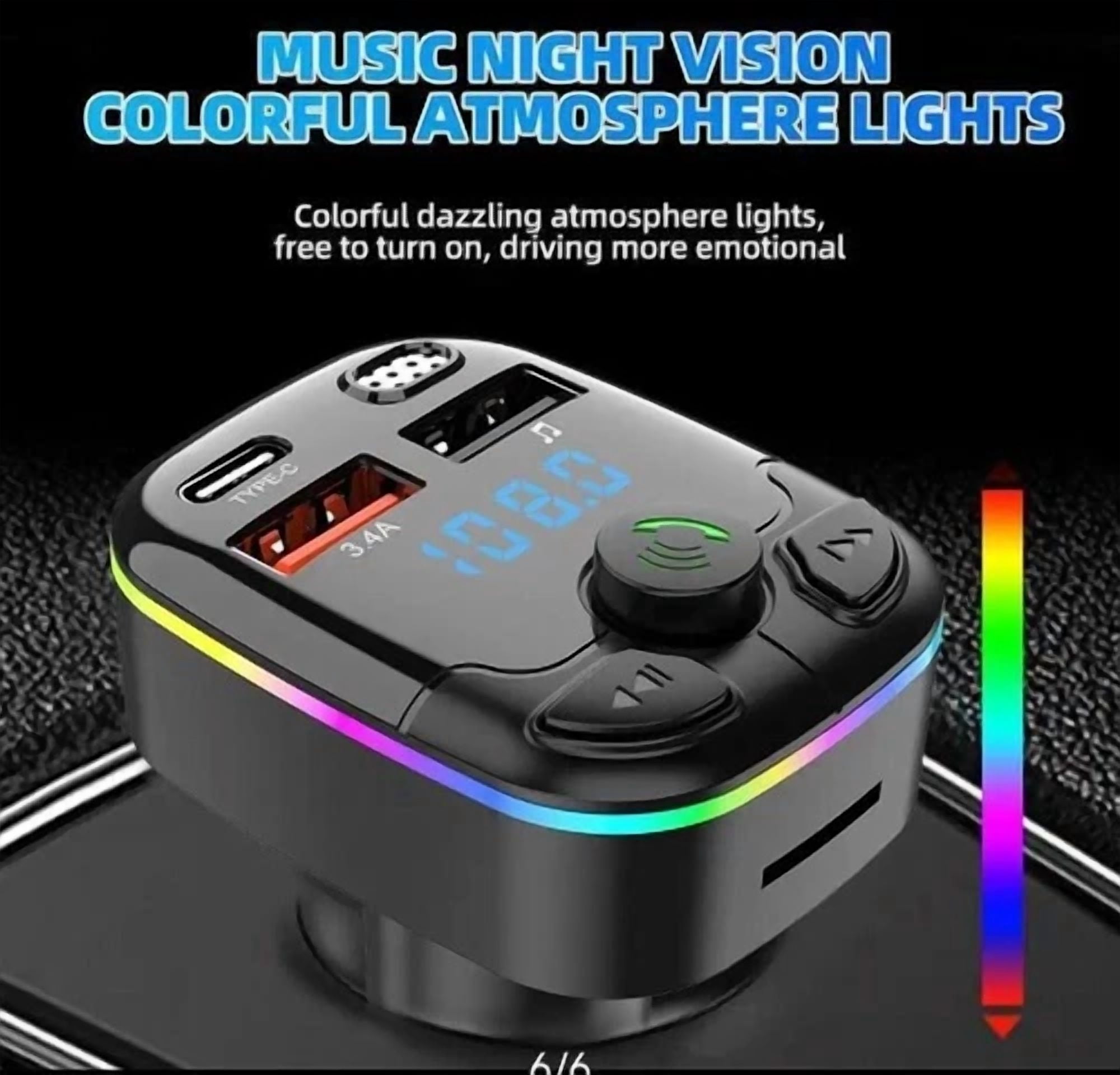 Knack Bluetooth 5.0 Wireless FM Transmitter Car Adapter with USB PD Fast Charger and Hands-Free Calling (1 Pack) 7w4rc