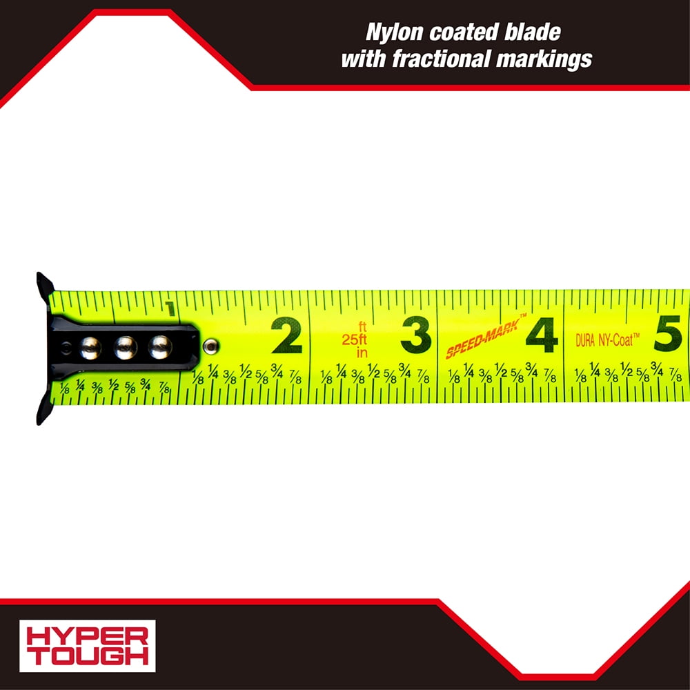 Hyper Tough True Control Tape Measure with High-Visibility Blade (Grey, 25 ft) wrgwi