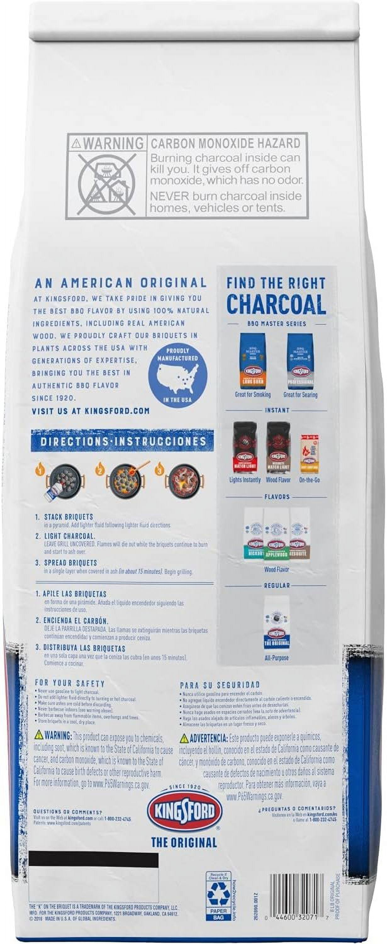 Kingsford Original Charcoal Briquettes for Grilling, Authentic Smoky Flavor (Black, 8 lb) qz9ky