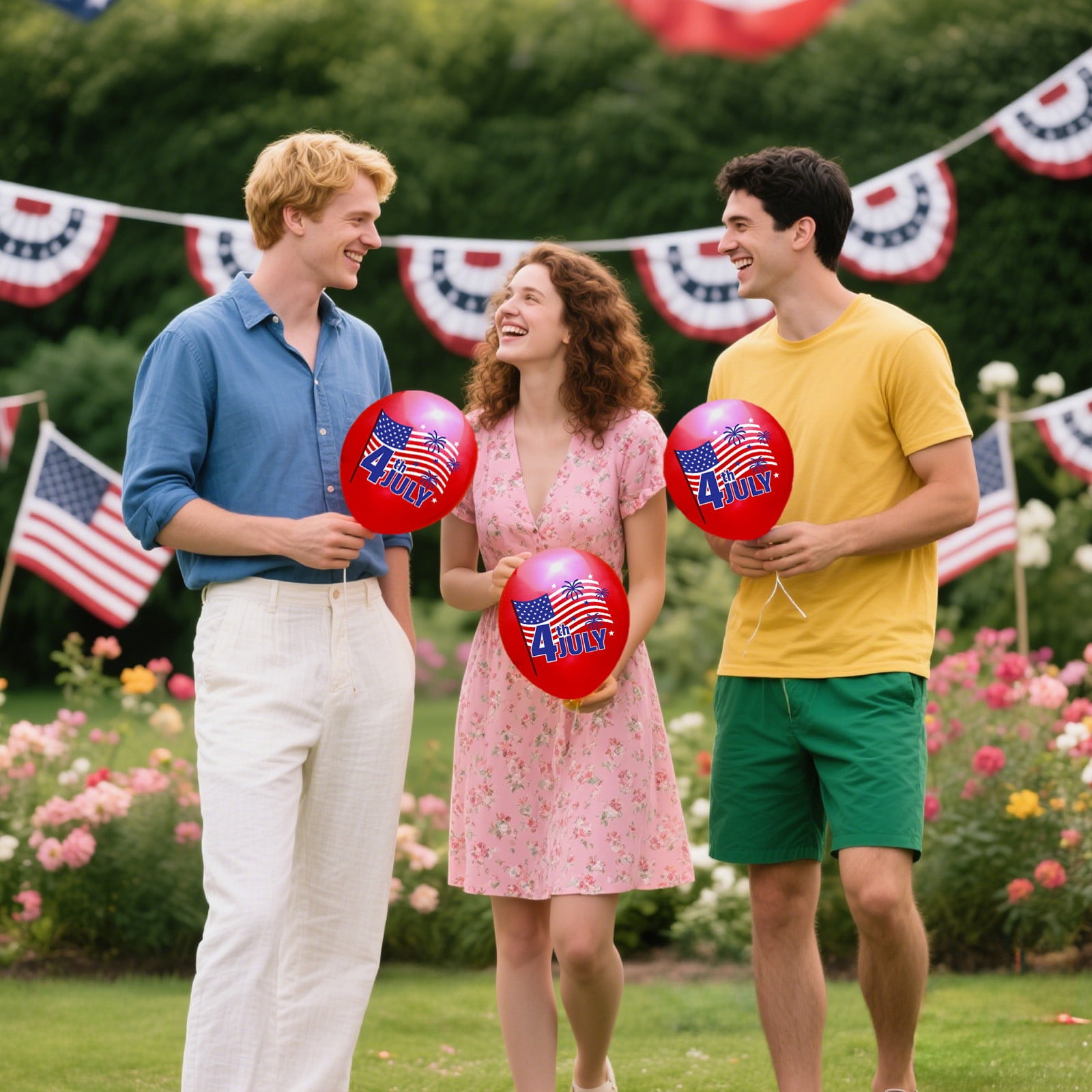Edhome 4th of July Patriotic Balloon Set, Red White and Blue Independence Day Party Decorations (12 in, 50 Pack) h062a