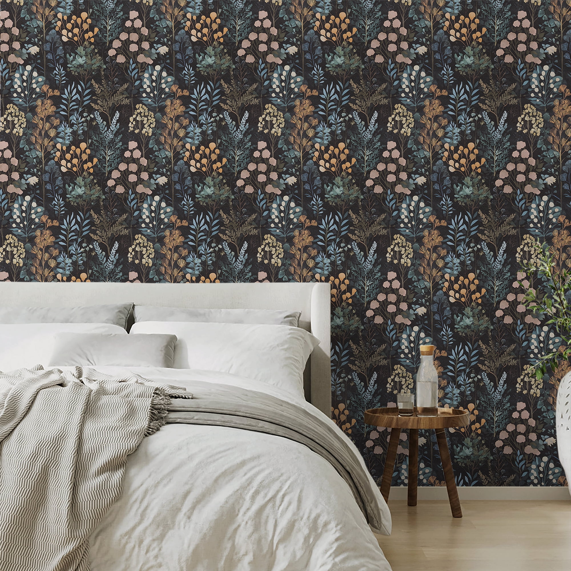 UMIGGEE Floral Peel and Stick Wallpaper, Self-Adhesive Contact Paper for Furniture Renovation (Black, 17.3 in x 118 in) z6949
