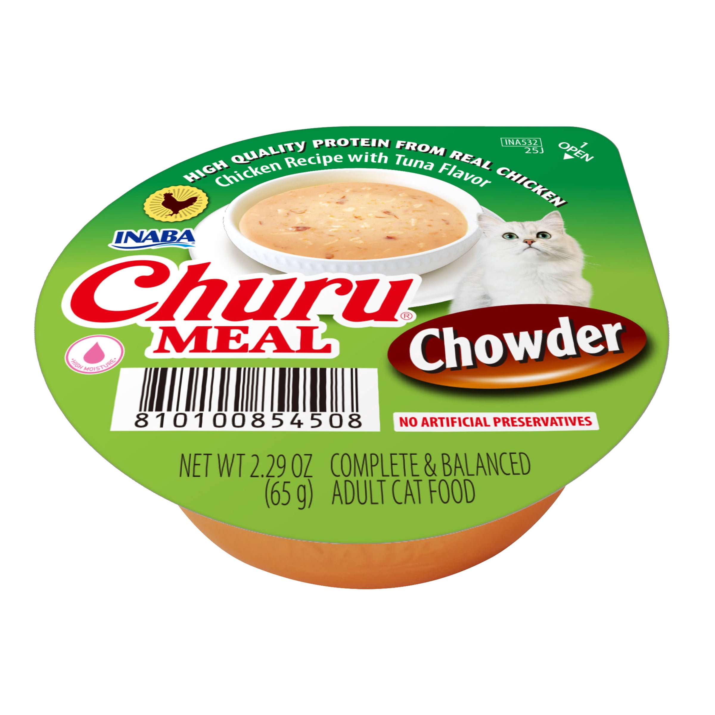 Inaba Churu Meal Chowder Adult Wet Cat Food, Chicken Recipe with Tuna Flavor (2.29 oz) qev62