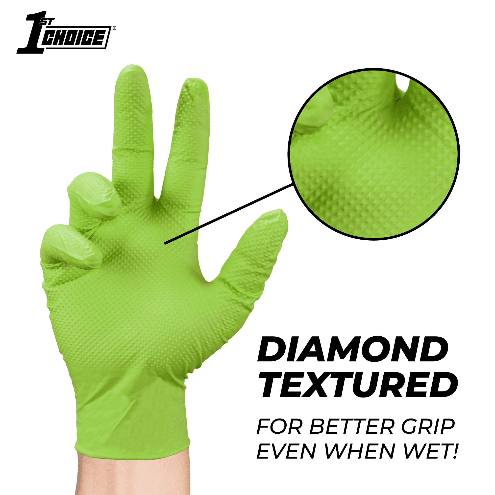 1st Choice Disposable Nitrile Gloves (Green, X-Large, 1000 Count) e20wc