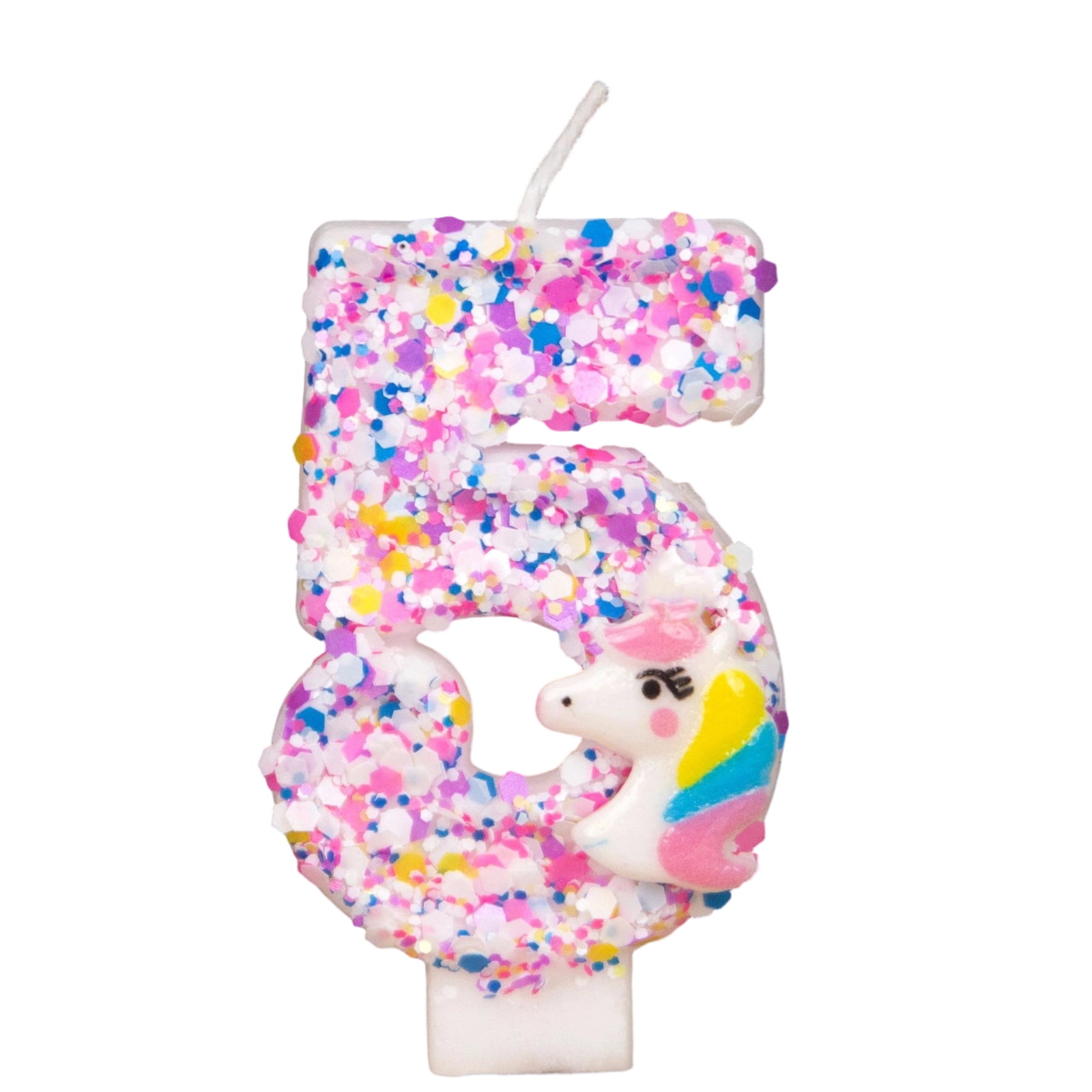 ECLA Unicorn Sparkle Number Birthday Candle, Glittery Confetti Cake Topper for Kids Parties (1 Count) uqbzt