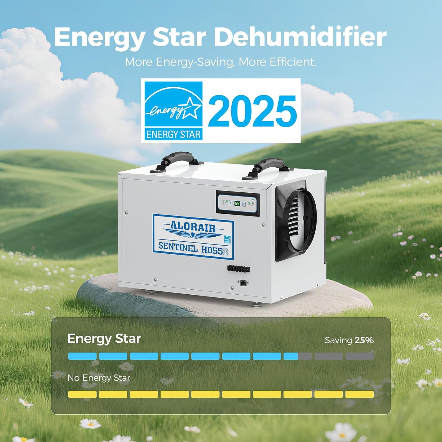 AlorAir Crawl Space Dehumidifier, 120 PPD Energy Star Commercial Basement Dehumidifier with Wi-Fi App Control (White, 19.2 x 12.2 x 13.3 in) eh1m1